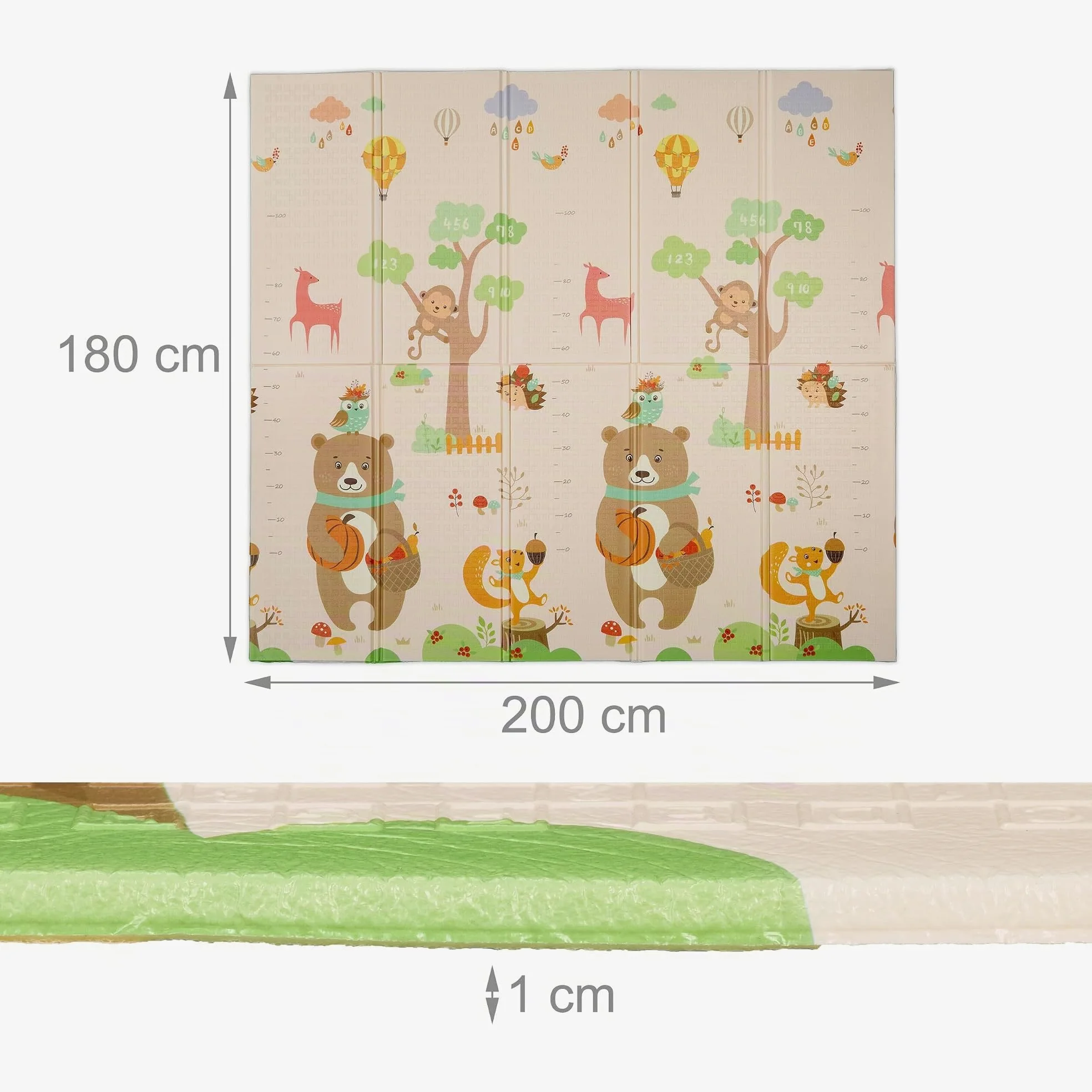 Relaxdays Tappeto Gioco per Bambini e Neonati, Tappetino per Gattonare, LxP: 200x180 cm, in Gomma XPE Atossica, Colorato