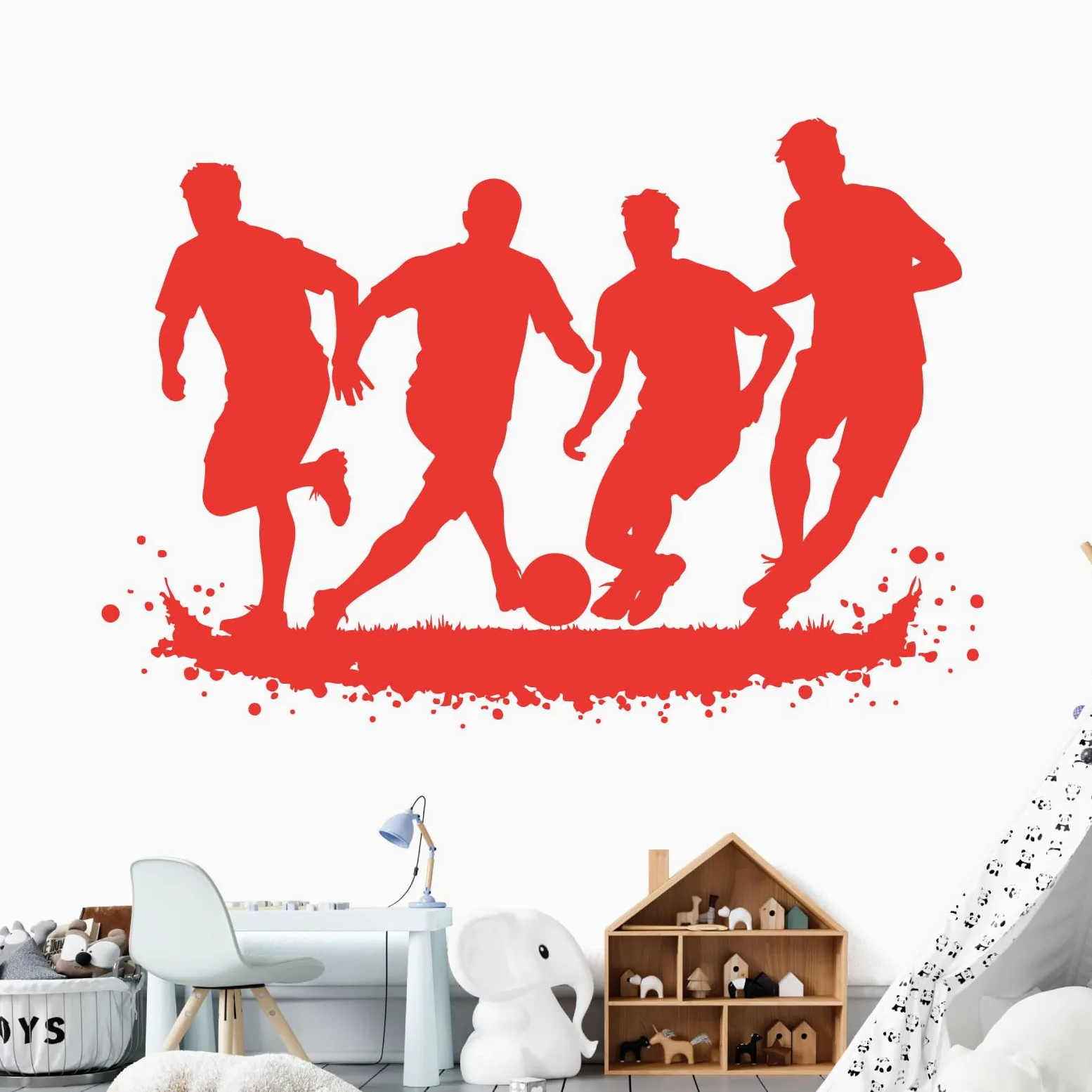 calciatori Wall Art Vinyl Sticker – cameretta dei Bambini, Targa in Vinile, Poppy, Extra Large (1460x550mm)