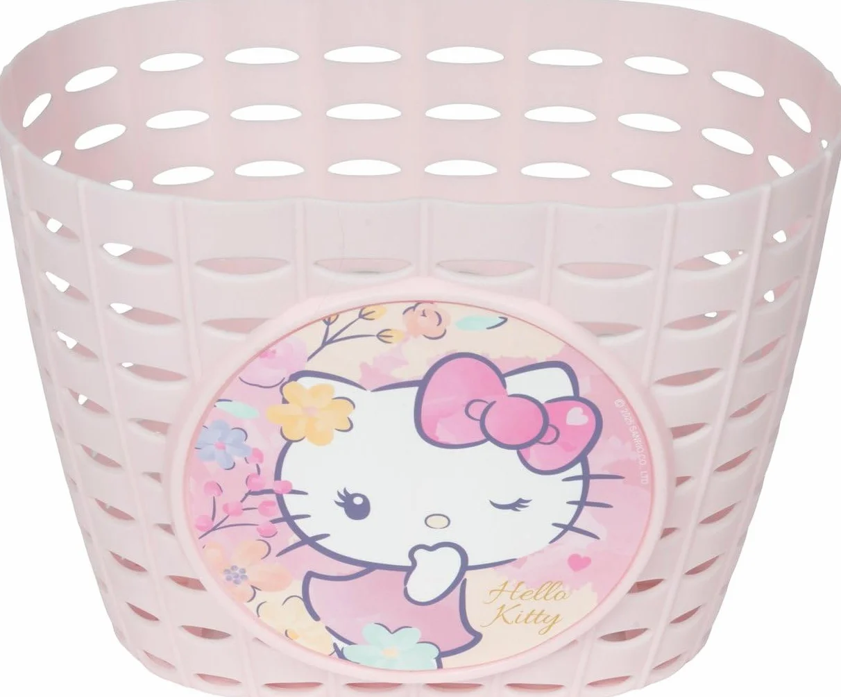 Cestino Bici Hello Kitty Anteriore Universale - Cestino Bicicletta Bambini Rosa, Portaoggetti Bici in Plastica Resistente, Facile Montaggio e Leggero