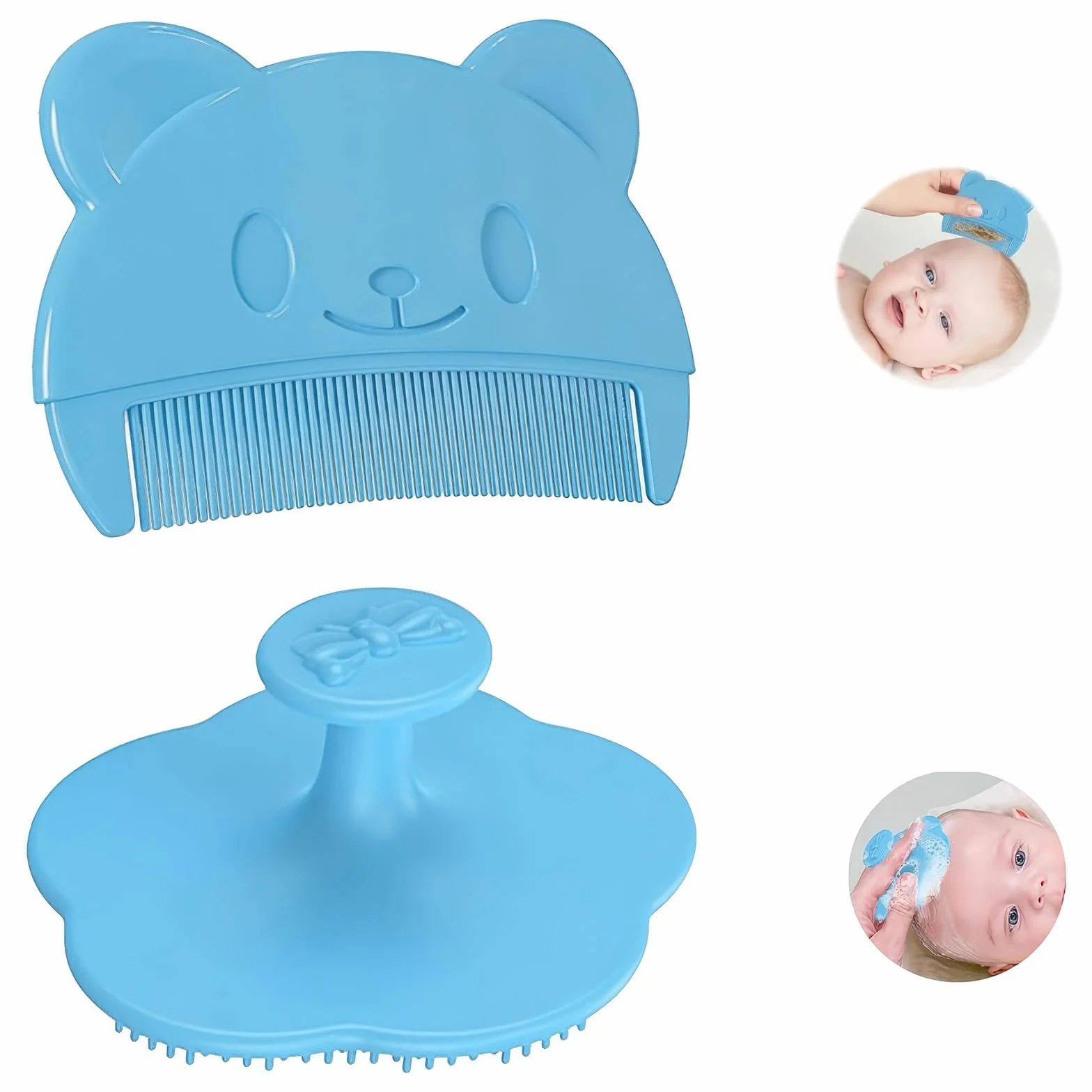2 Pezzi Pettine Neonato,Pettine Crosta Lattea,Spazzola e Pettine Neonato,Pazzola per Bambini In Silicone Adatto Per Il Massaggio Del Cuoio Capelluto Del Neonato