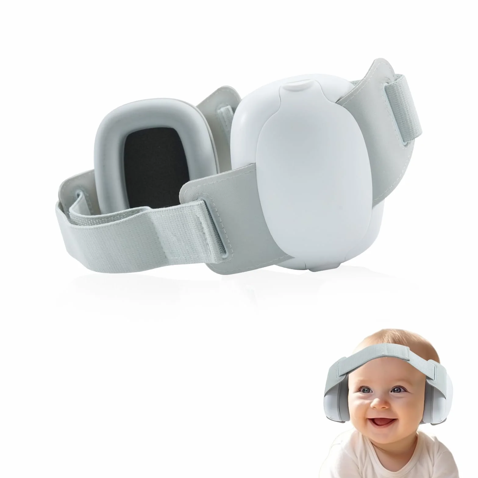 auvstar Versione Aggiornata Cuffie Neonato Antirumore,Protettori Acustici per Neonati,Cuffie Antirumore Bambini,Regolabile Cuffie Antirumore Bambini con Fascia Elastica,Bianco