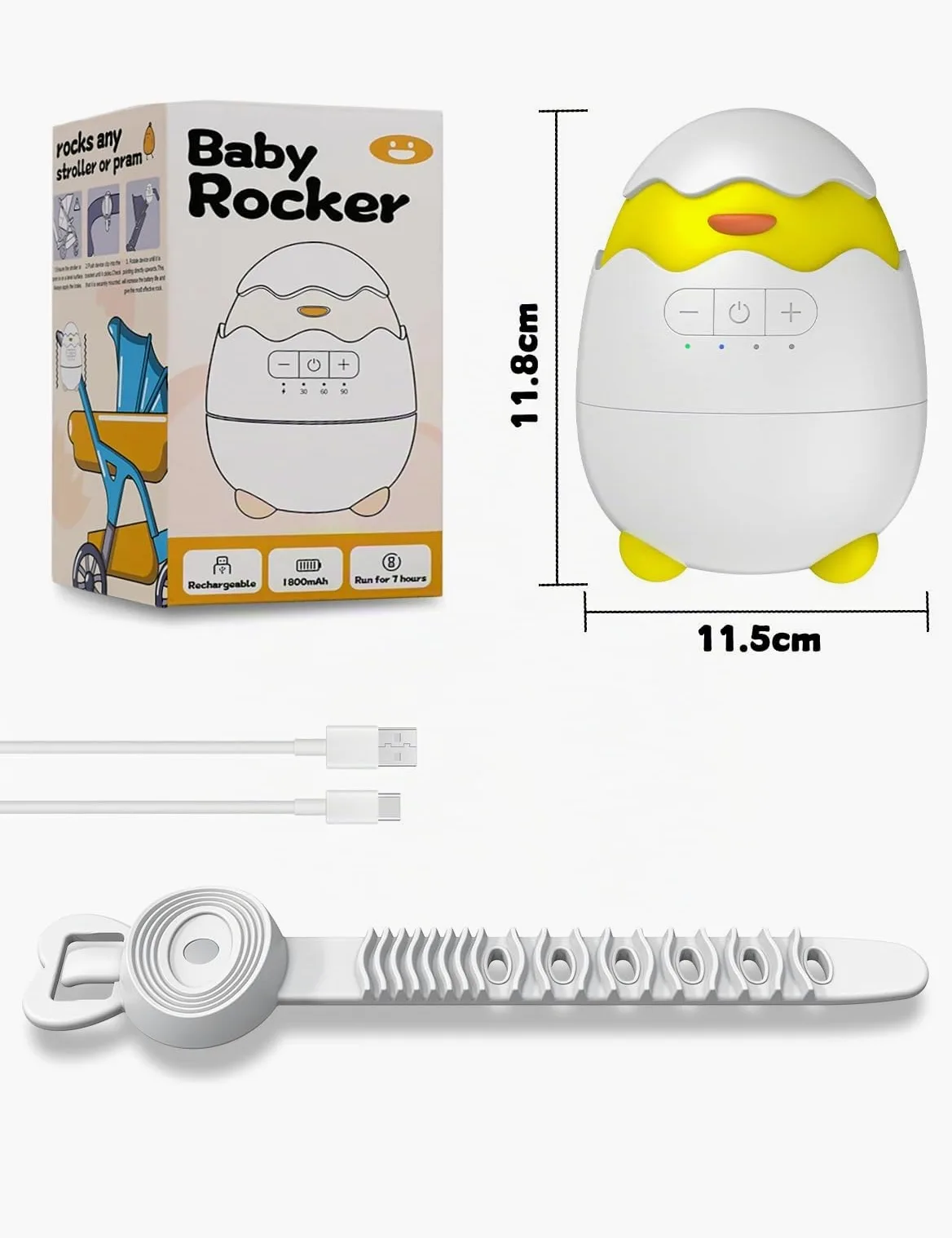 Robofun Baby Rocker-Design originale-Swing per passeggino, supporto per dormire per bambini, timer 30-60-90 minuti, 5 livelli di intensità