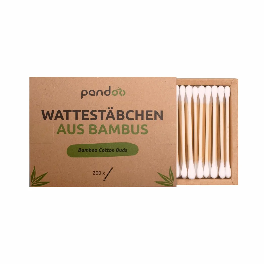pandoo Cotton Fioc di Bambù | Bastoncini Cotonati Fatti di Bambù da Coltivazione Bio | Versatili, Ecocompatibili e Compostabili | Bastoncini per la Pulizia delle Orecchie | Confezione da 800, 7,5 cm