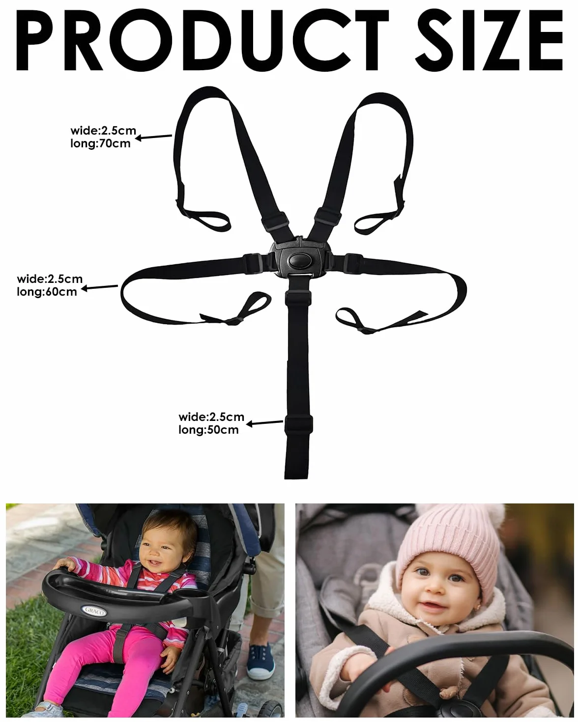 Cinture Universali Regolabili per Seggiolone e Passeggino,Cinghie di Sicurezza a 5 Punti per Bambini,Imbracatura per Seggiolino Auto e Carrozzina,Adatte per la Maggior Parte dei Modelli
