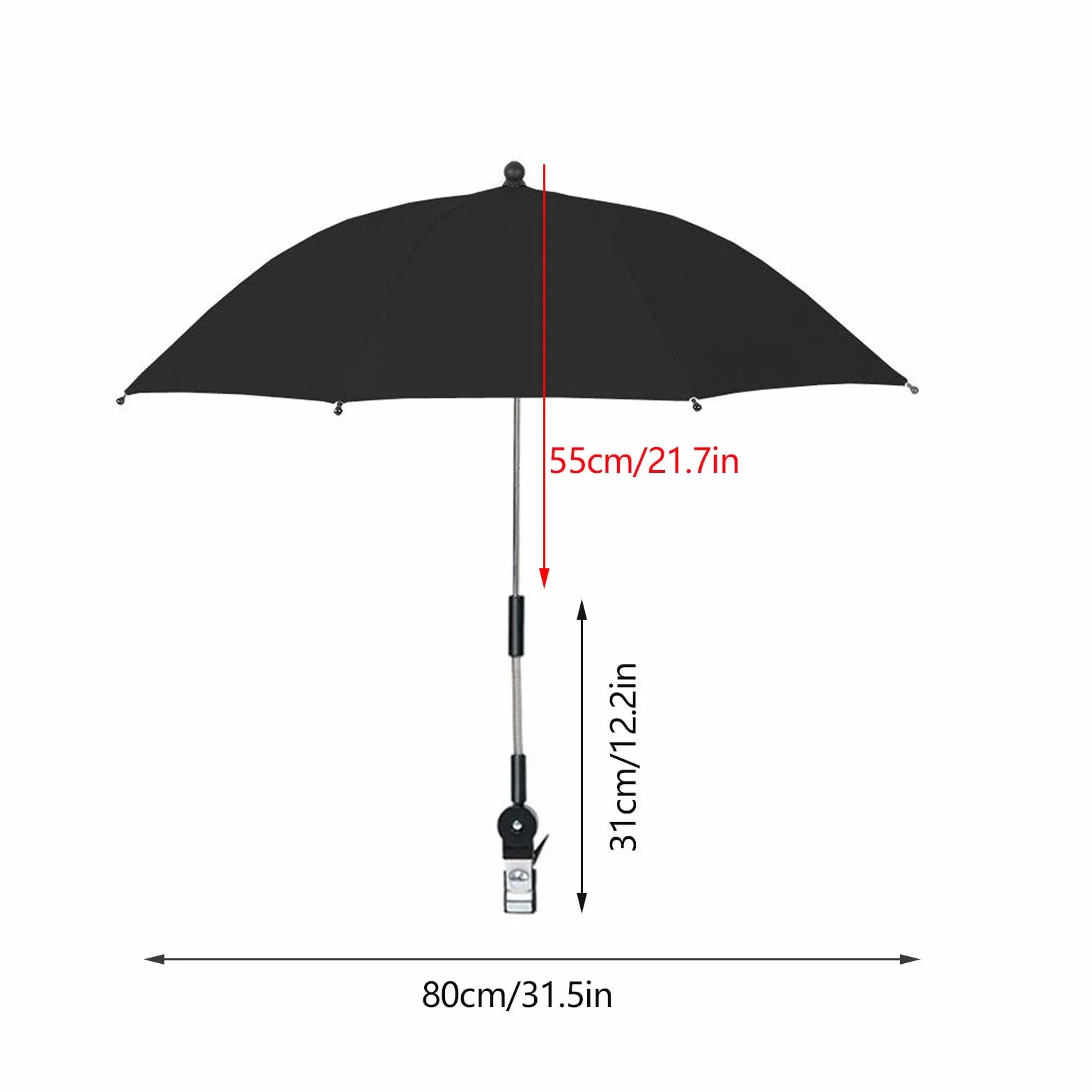 BEIJIALY Ombrello per Sedia Regolabile con Morsetto Universale, Ombrello per Passeggino, Parasole Anti-UV per Passeggino Ombrellone per Ombrellone, Ombrellone per Sedia da Spiaggia con Protezione UV P