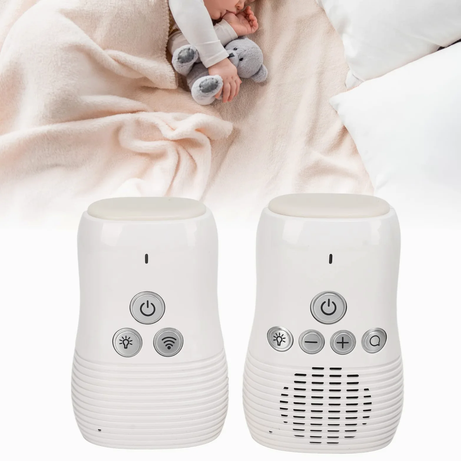 Baby Monitor Audio Wireless 2,4 GHz, Baby Monitor Wireless Citofono Bidirezionale, Baby Monitor con Luce Notturna 100‑240 V(EU Plug)