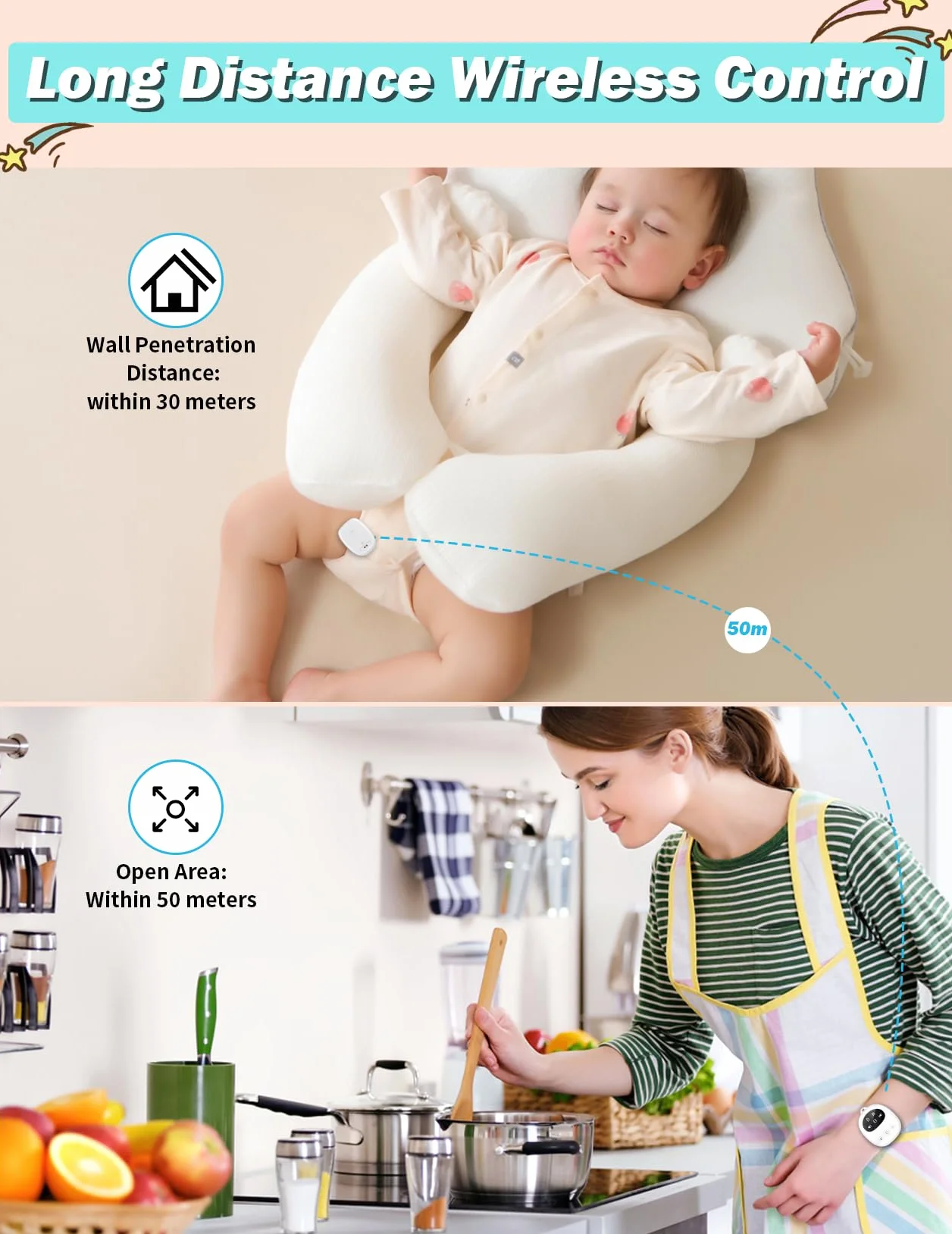 Allarme senza fili per bambini e ragazze, ricaricabile, USB-C con 3 modalità di allenamento notturno e superamento