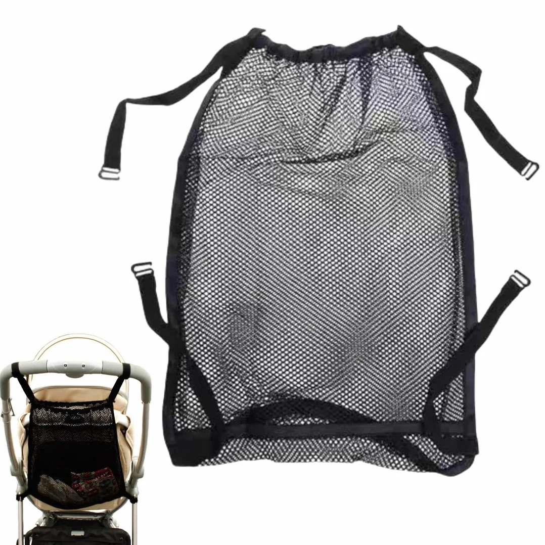 1 Pezzo Borsa in Rete 30×50cm Universale per Carrozzine, Passeggini, Passeggini Sportivi, Jogger per Gemelli/Chiusura a Scatto Semplice,Nero