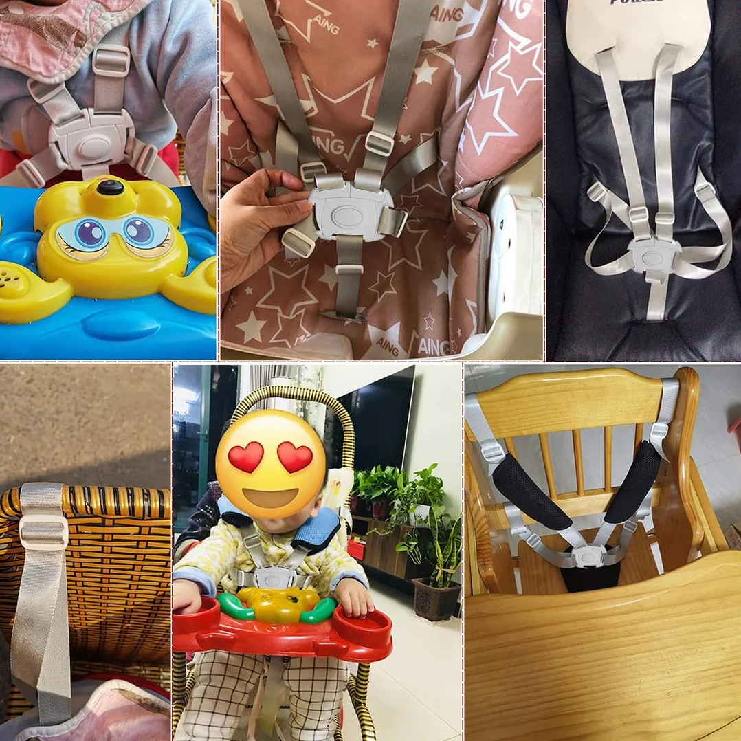 1Pcs Cinture Universali per Seggiolone Cinghie per Seggiolone a 5 Punti, Regolabile Cintura di Sicurezza per Bambini per Seggiolino Cinghie Passeggini per Bambini Regolabile Cintura di Sicurezza