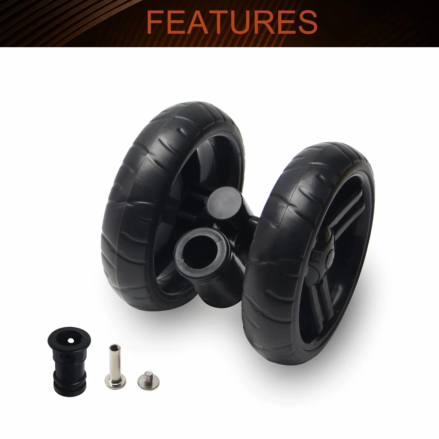 Set di ruote per passeggino MroMax da 5.11 pollici, 130mm x 33mm, ruota girevole per tubi circolari da 19mm, sostituzione in plastica per passeggino per animali, nero