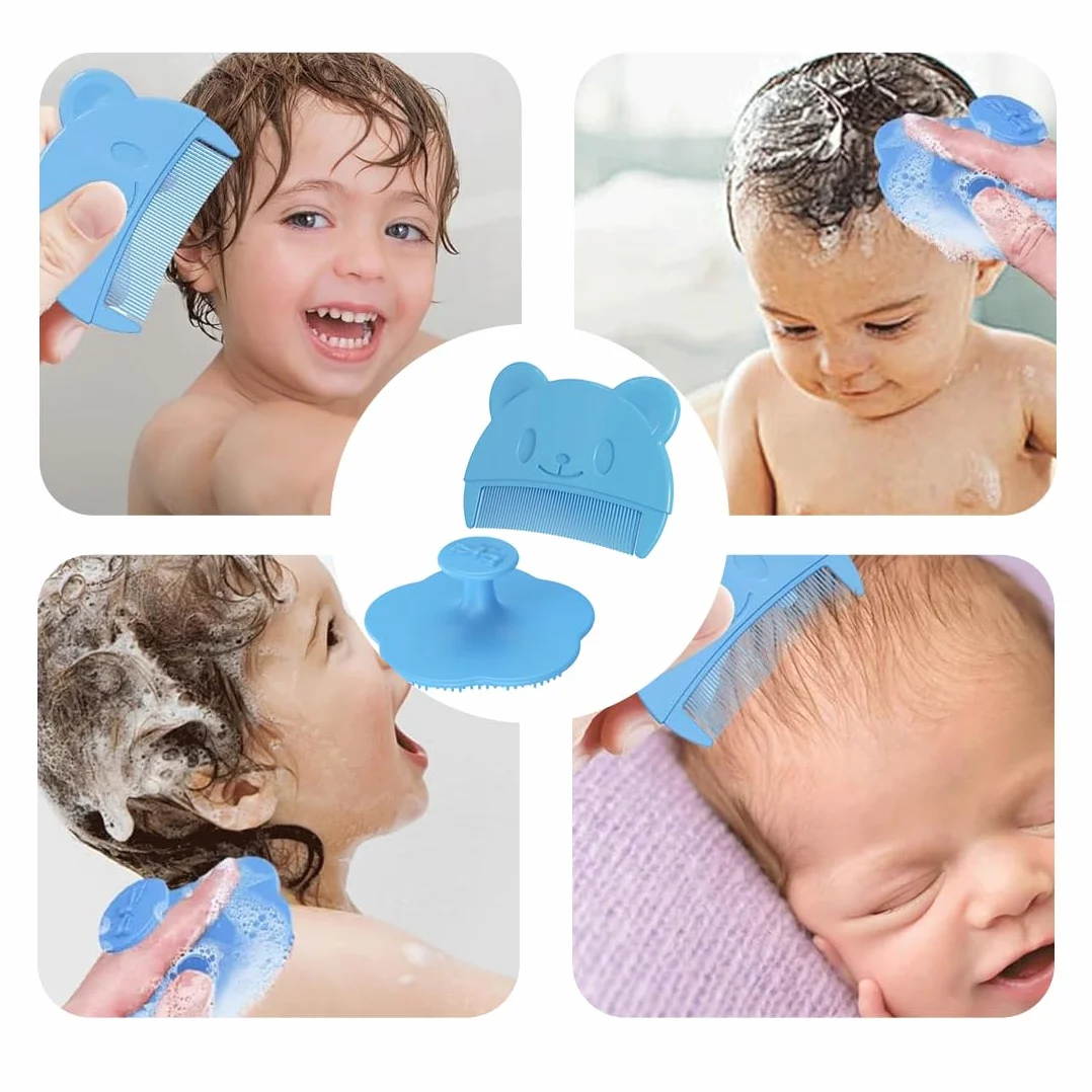 SGERUFZ 2 pezzi pettine per rimuovere crosta lattea del bambino, morbido in silicone, spazzola e pettine per bambino, spazzola shampoo + pettine per la tua ragazza