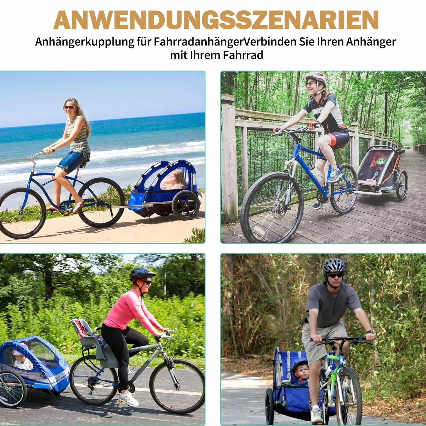 2 pezzi rimorchio bicicletta frizione universale per Kid/Kid Plus dal 2016, compatibile con Vaya 1 & Keeke 2, adattatore rimorchio bicicletta, nero