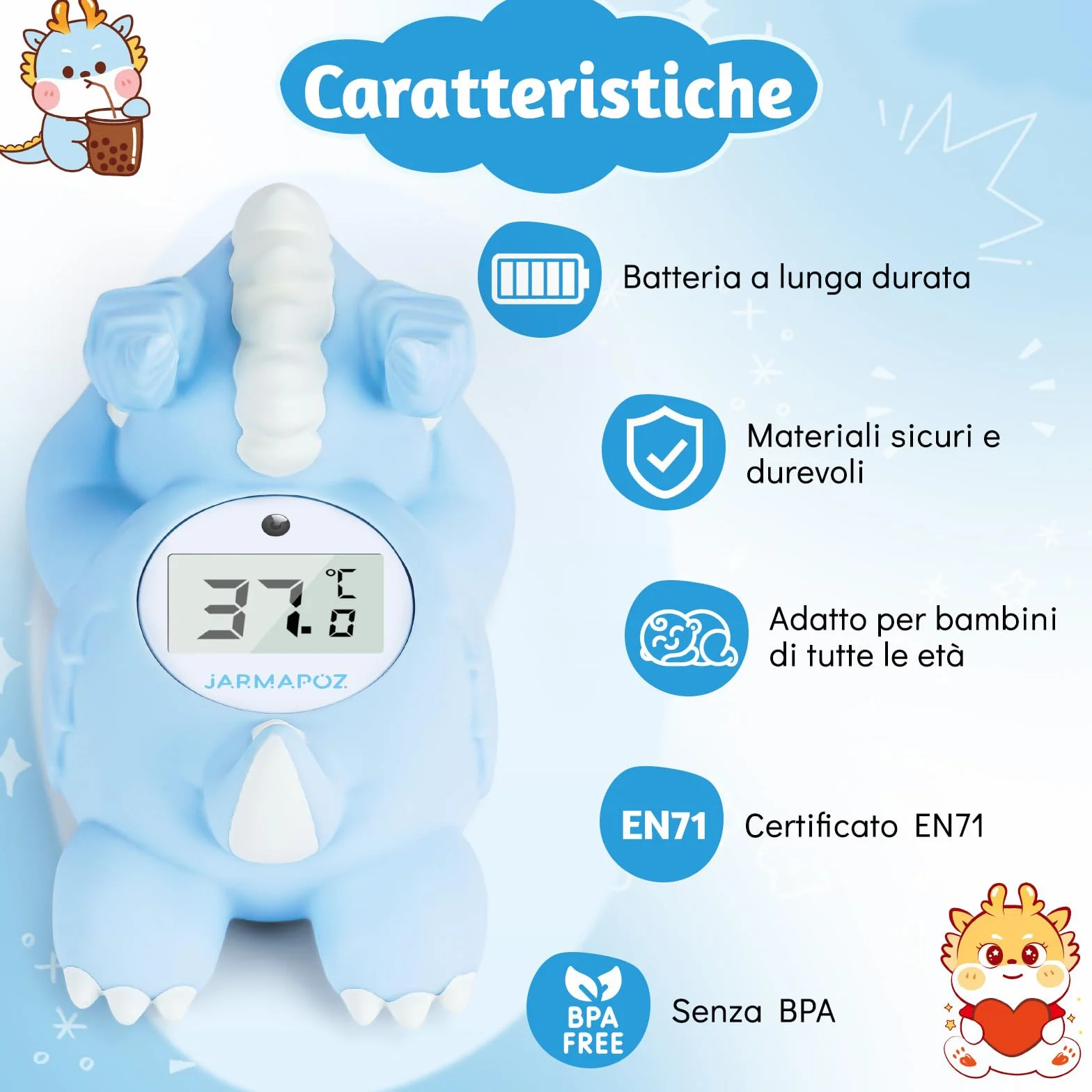 Termometro da bagnetto per neonati - Termometro per l'acqua per un bagno sicuro - Termometro galleggiante per vasca da bagno a lettura rapida in ℉ e ℃ - Essenziale per la cura dei neonati