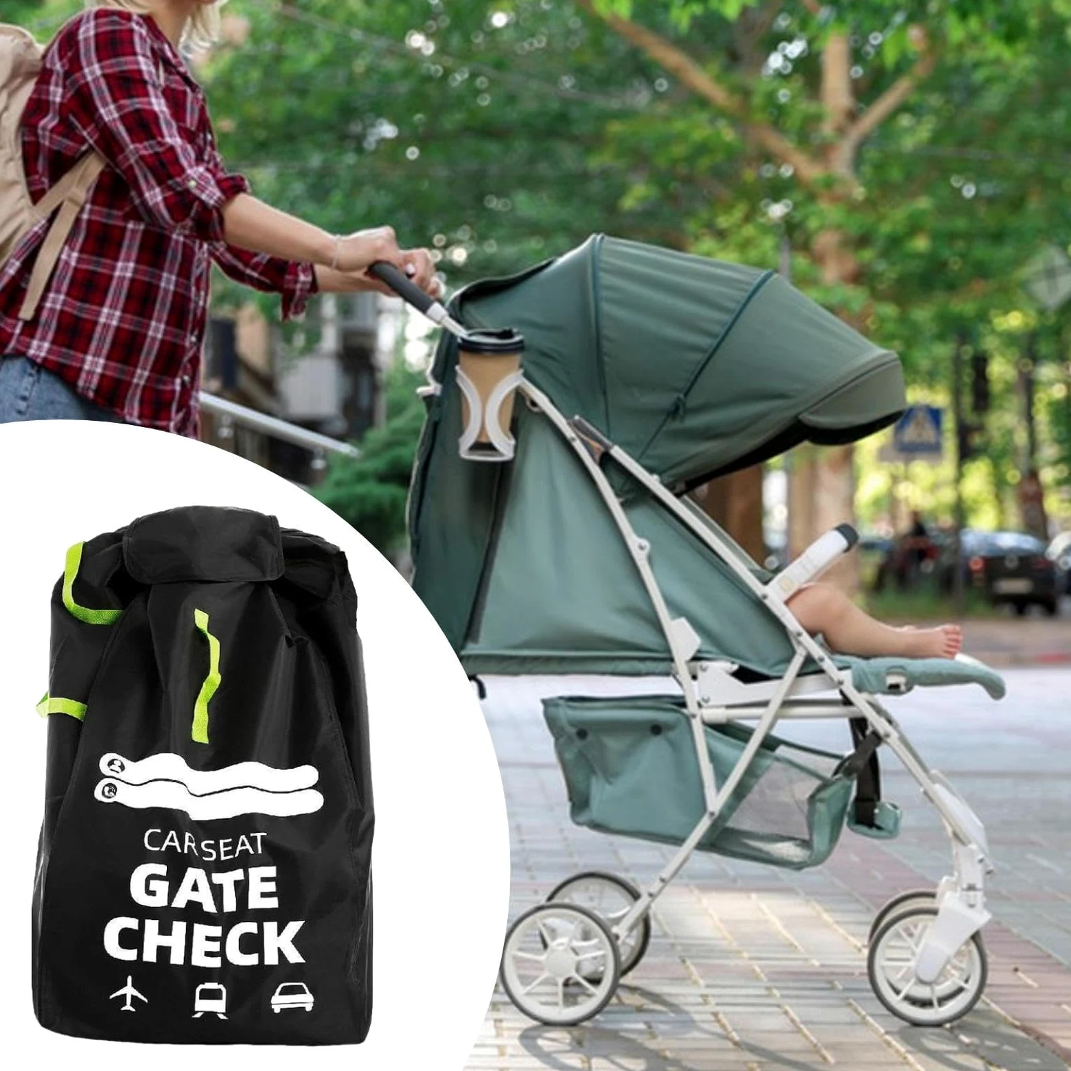 Borsa portaoggetti per seggiolino auto, grande, universale, in tessuto Oxford, multifunzionale, rinforzata, per aereo, leggera, copertura per, a