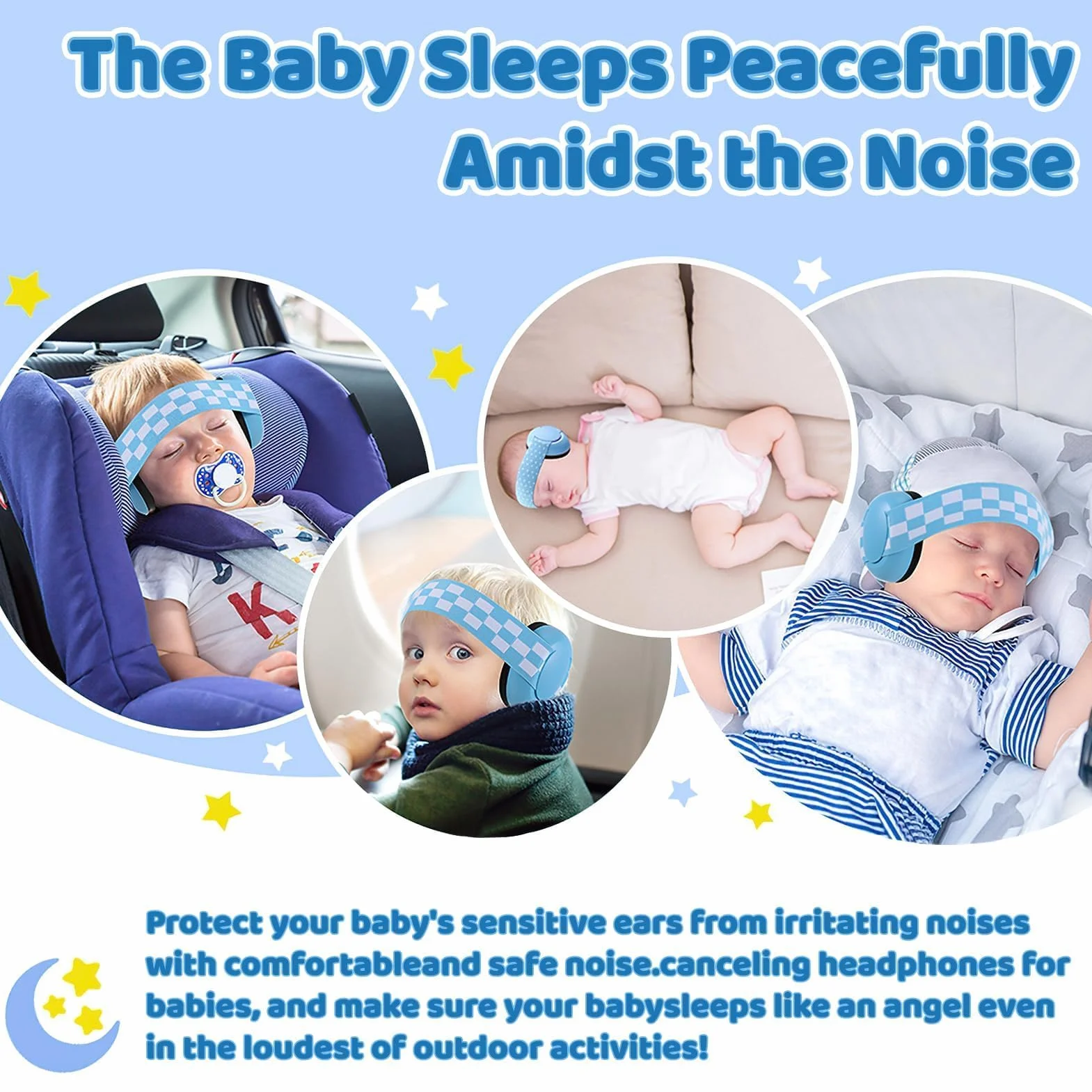 Paraorecchie Neonato, Protezione Dell'udito Regolabile Per Bambini, Insonorizzate Adatte Per Bambini Dai 3 Mesi Ai 2 Anni (Blu)