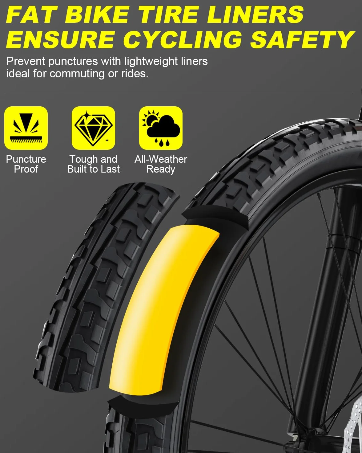 Julai Protezione per pneumatici per bici, protezione antiforatura per camere d'aria per mountain bike, compatibile con pneumatici da 12", 16", 18", 20", 24", 26", 27,5" e 29"