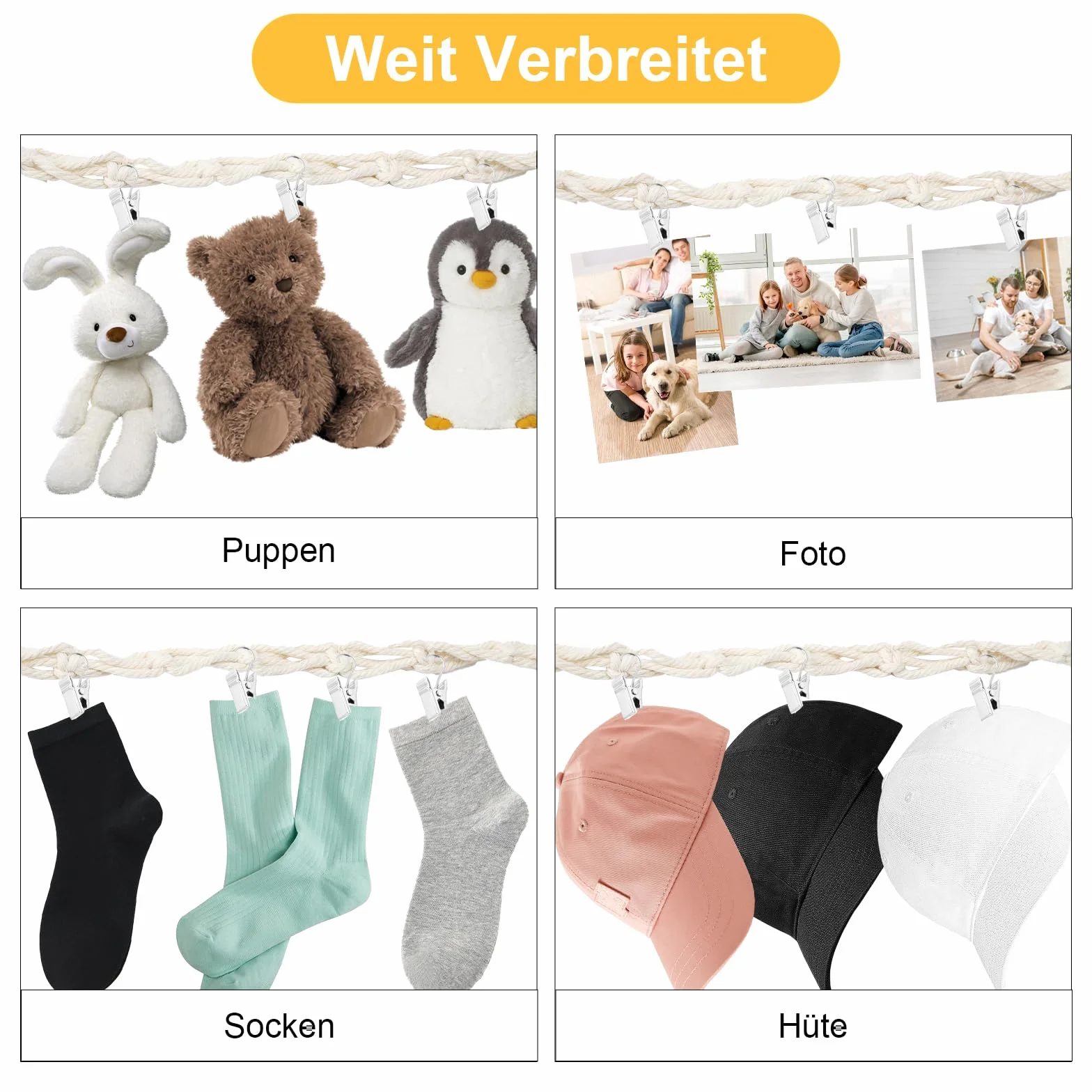 APOMOONS Supporto per Animali di Peluche da Appendere con 20 Mollette in Metallo, Decorazione per La Cameretta dei Bambini, Porta Peluche per Appendere Cappelli, Calze, Biglietti di Natale