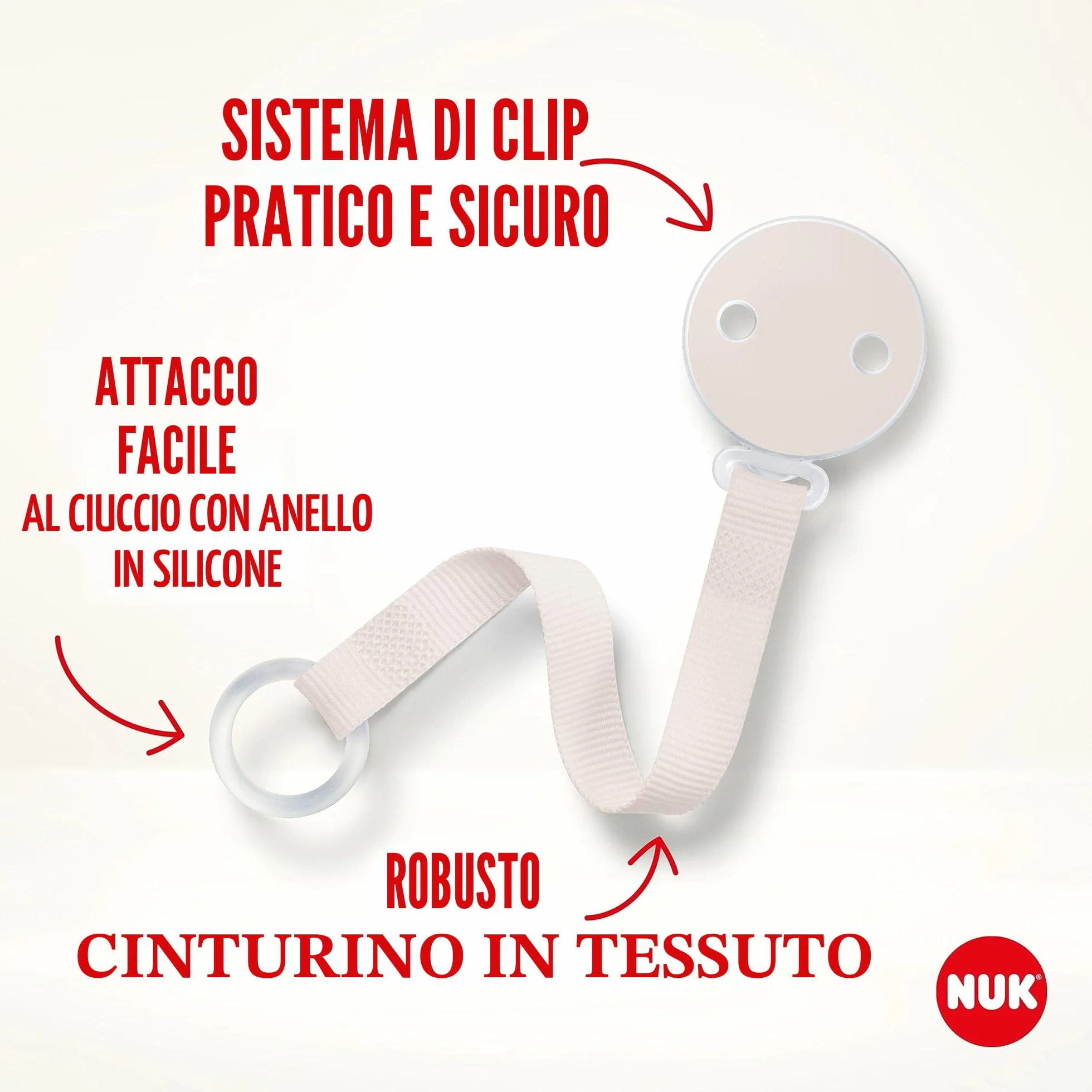 NUK Disney Winnie the Pooh Laccetto portaciuccio e clip con e senza anello | Resistente e infrangibile | 1 pezzo