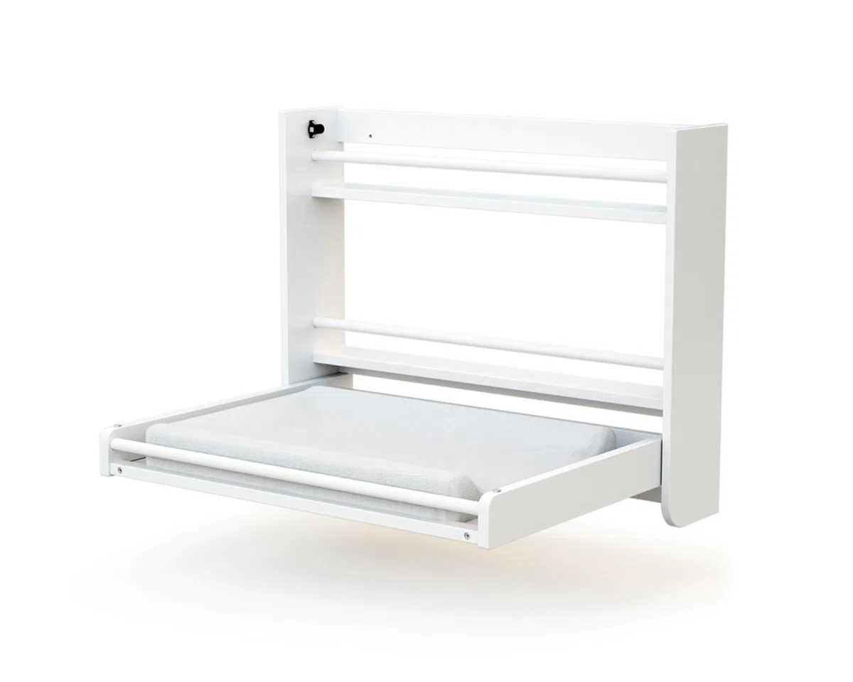 AT4 - Fasciatoio pieghevole a parete/muro CONFORT legno - Bianco - 83 x 66 x 66 cm