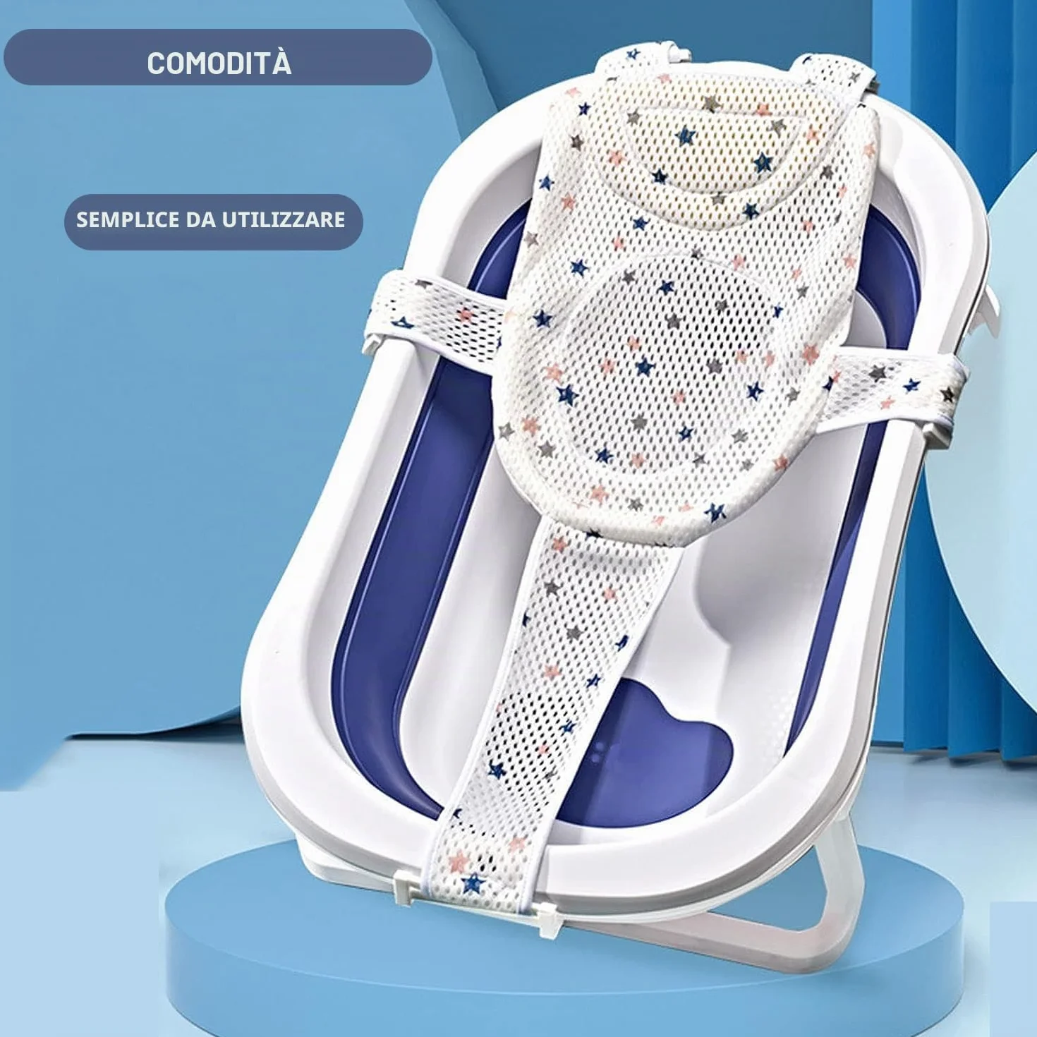 Voarge Inserto per vasca da bagno per neonato, rete doccia regolabile per vasca da bagno (bianco-B)