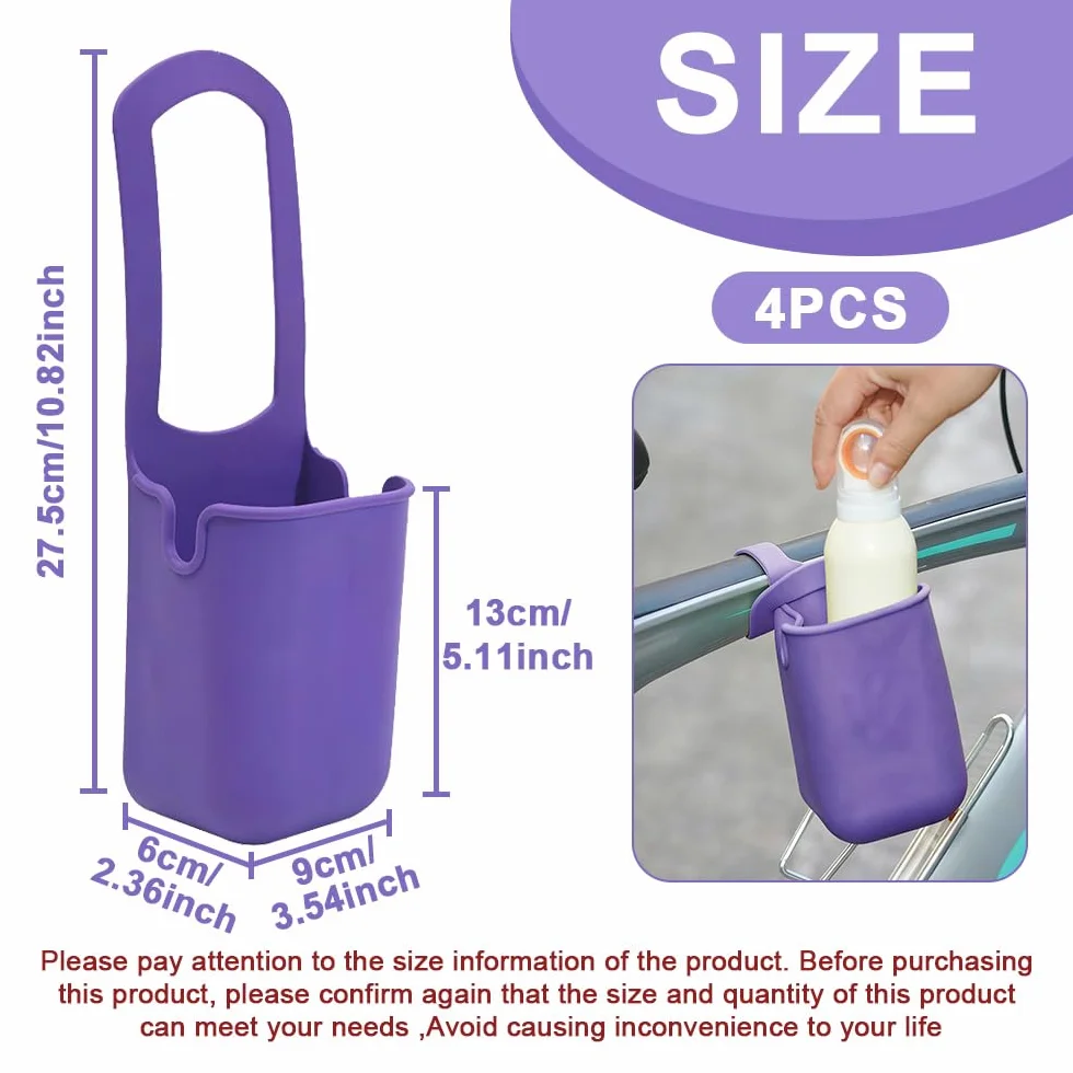 4 pezzi Portabevande universale in silicone, portabevande universale, portabottiglie per bicicletta, per deambulatori, biciclette, sedie a rotelle, mountain bike, scooter, golf cart