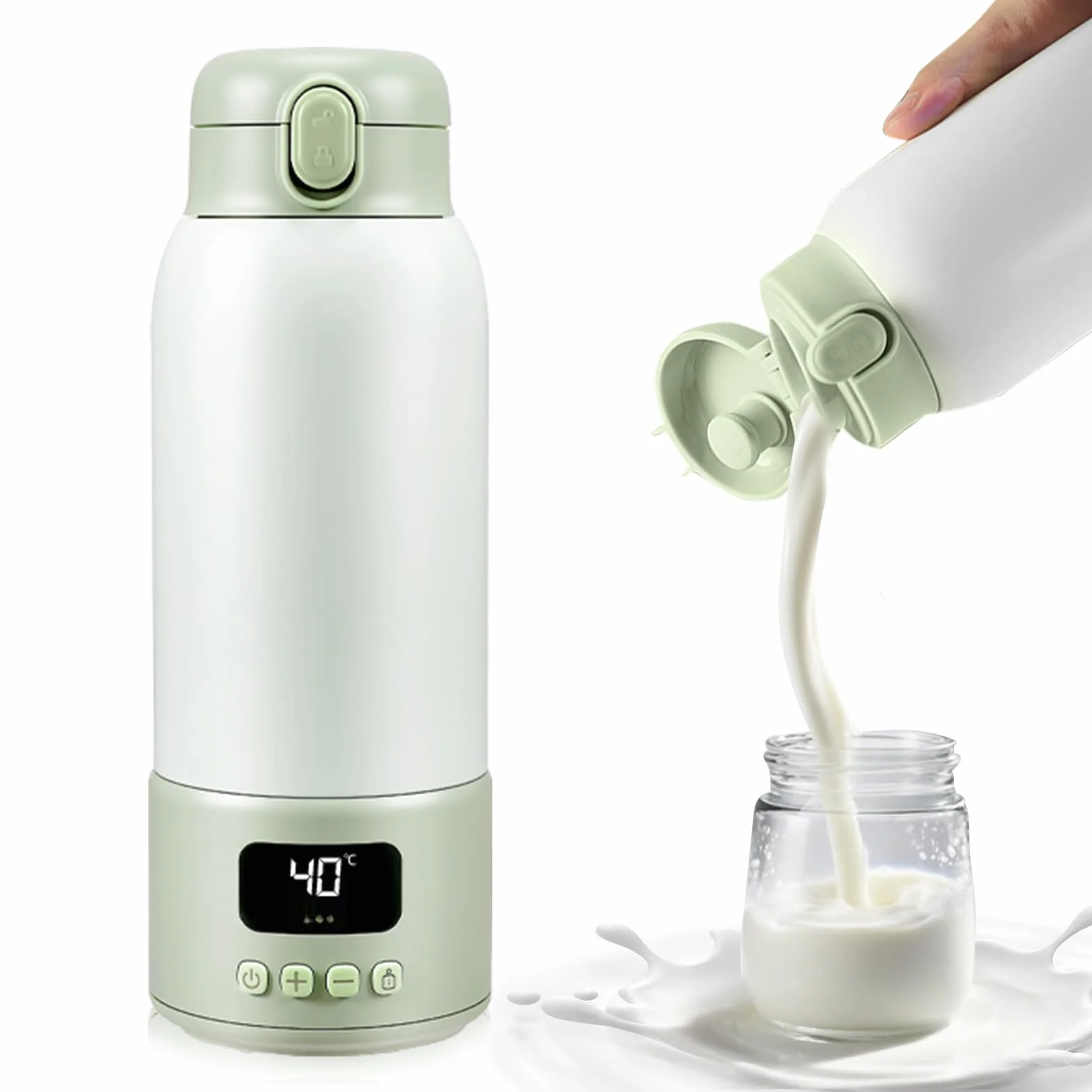 Scaldabiberon Portatile Senza Fili, 500ml, riscaldamento rapido, temperatura regolabile da 37 a 70 gradi, 16000mAh, batteria a lunga durata, Scaldabiberon Portatile per latte materno, latte, acqua