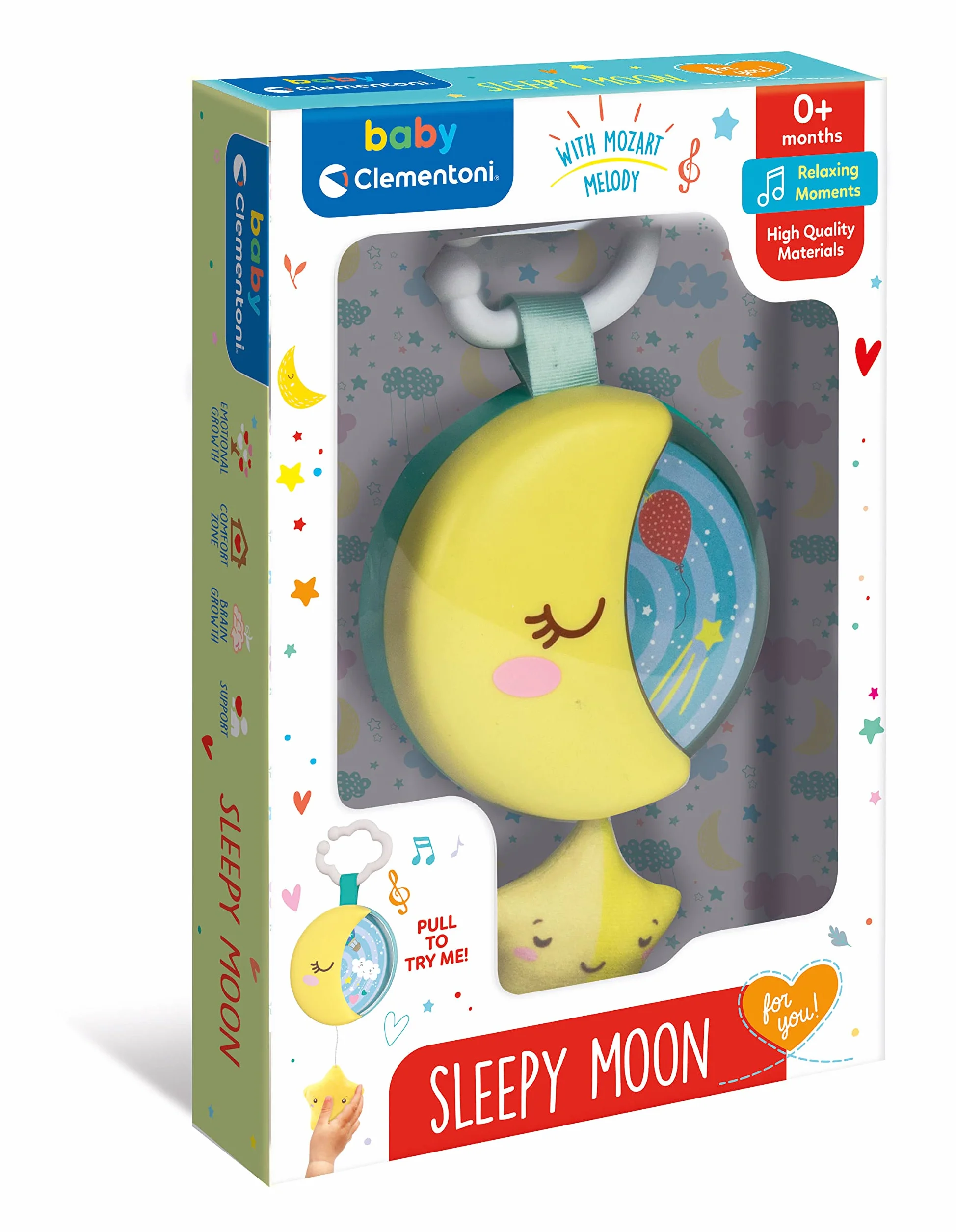 Clementoni - 17796 - Sleepy Moon - Gioco Musicale Neonato per Culla, Carillon Neonato, Giochi per La Nanna, Gioco Bambino 0 Mesi