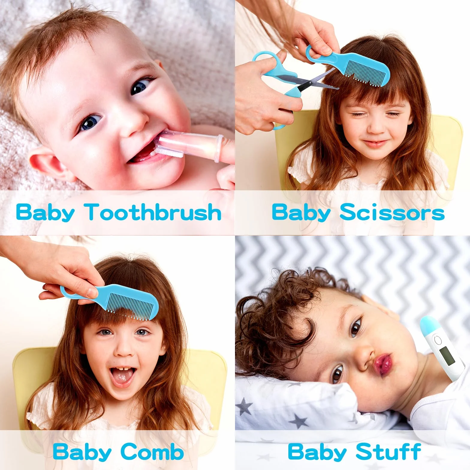 Baby Healthcare and Grooming Kit, set portatile per la cura della sicurezza del bambino, kit essenziale per neonati (blu 13 in 1)