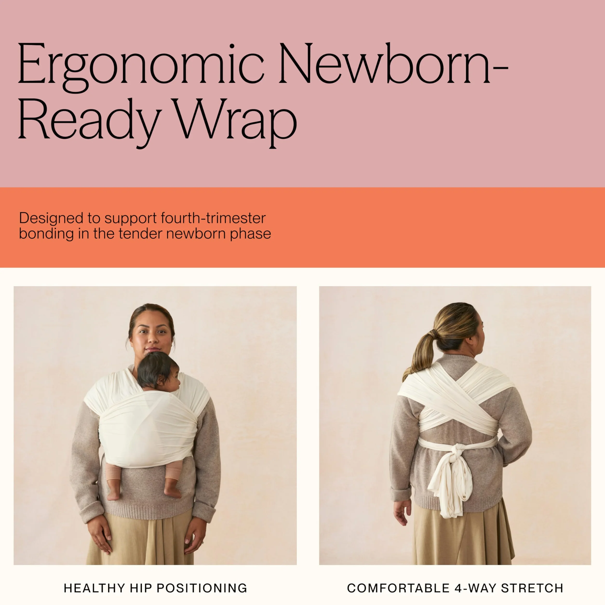 Ergobaby Fascia Neonato Porta Bebe per 0 Mesi Neonati a 11kg, Estiva Traspirante Ergonomica Elastica, Sustainable Knit, Strisce Grigie (Grey Stripes)