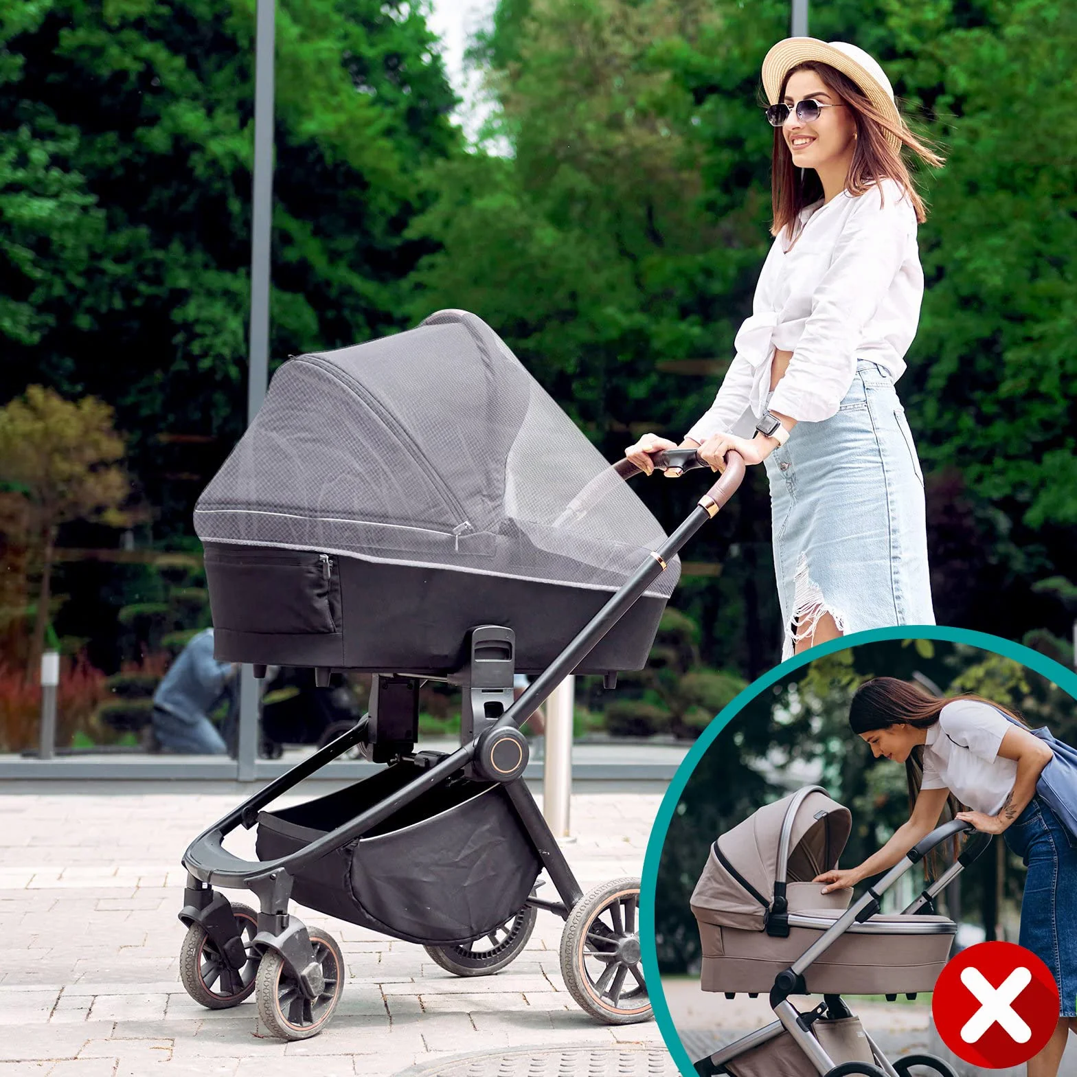 Zanzariera Universale per Passeggino, 4 in 1, Carrozzina e Culla Neonato. Protezione contro zanzare, vespe e altri tipi di Insetti. Lavabile e Traspirante