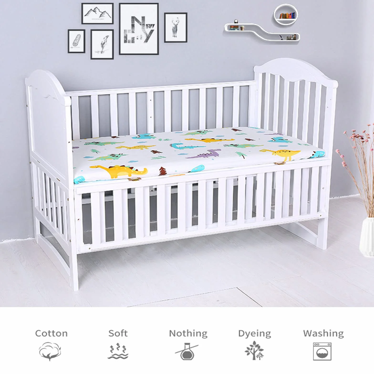 Hiseng Animale Stella Lenzuolo con angoli Cotone Lenzuola Carrozzina Neonato Elasticizzati Biancheria da Letto Materassino Sacco a Pelo Lettino Lenzuolino da Carrozzina (Nuvola,125x65cm)
