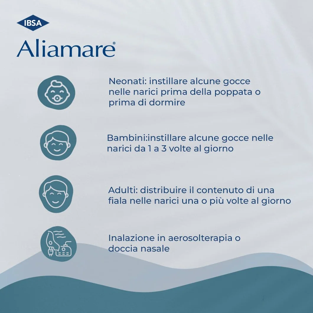 IBSA Aliamare Iper – 25 Flaconcini Monodose | Soluzione Ipertonica (3%) di Acqua di Mare. Decongestiona Il Naso e Fluidifica Il Muco