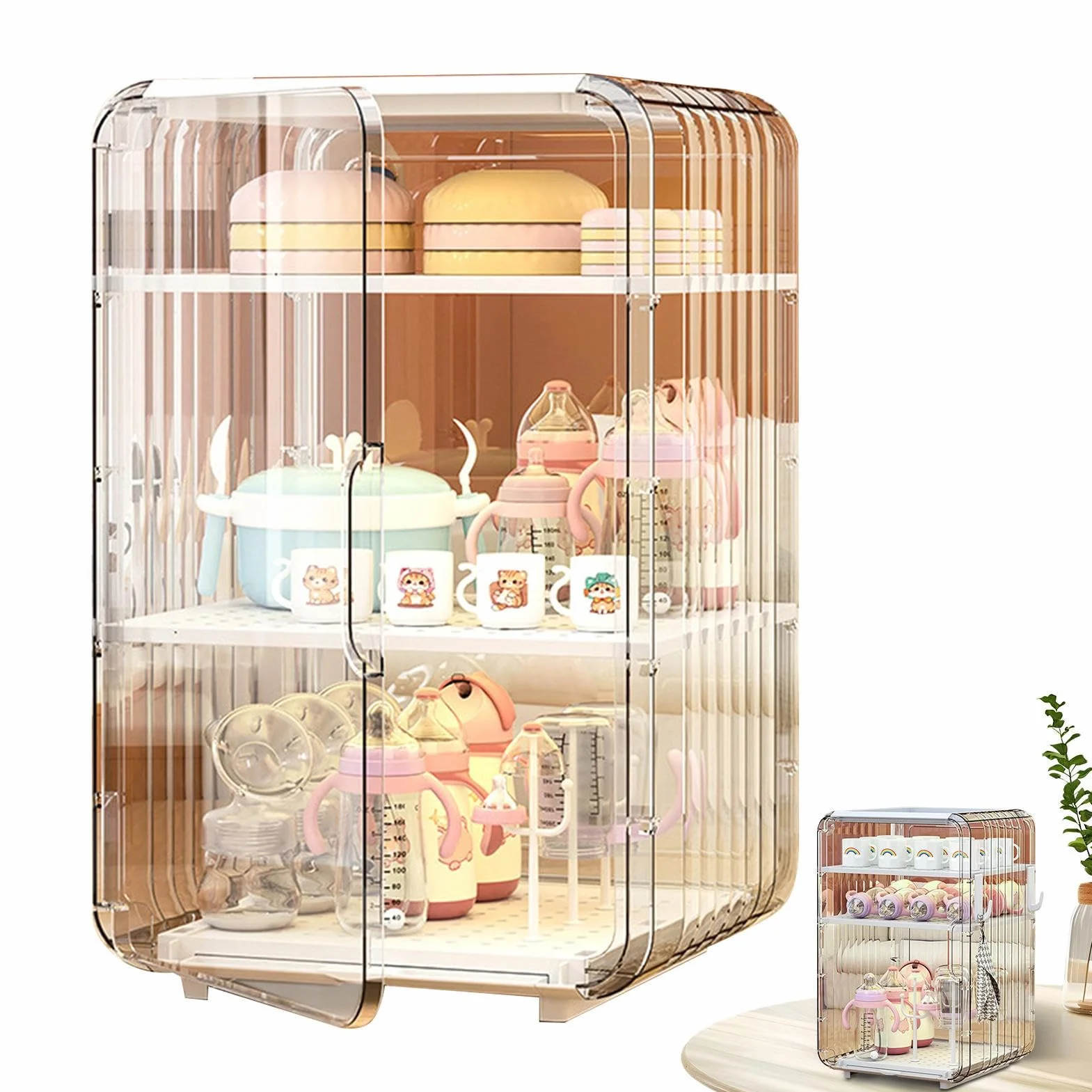 Generico Organizzatore Per Bottiglie,Porta Accessori Per - Portabottiglie Grande Antipolvere con Coperchio per Frigo Camera da Armadio Bagno Camera dei Bambini Dispensa