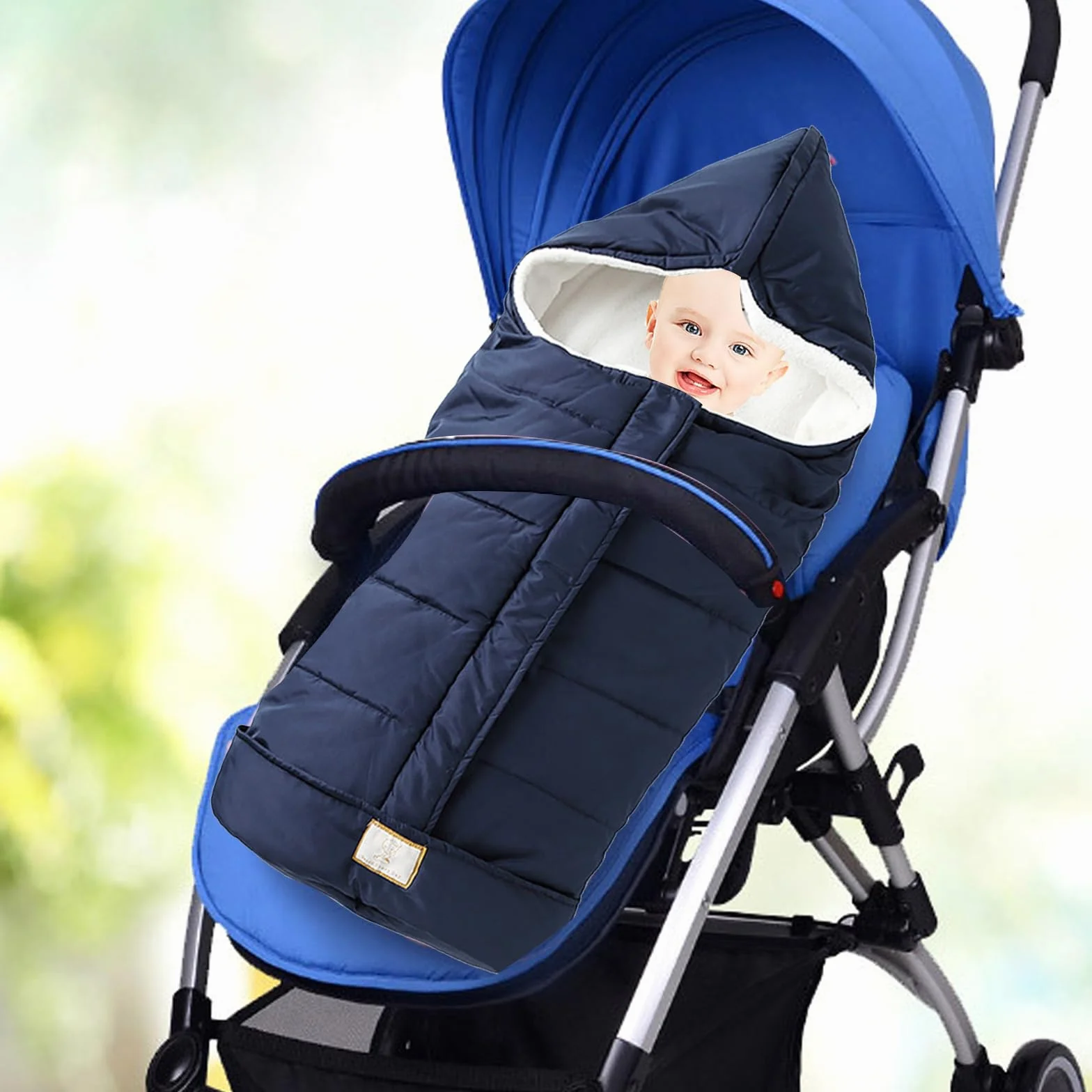 Qooloo Sacco Termico Passeggino Universale, Coprigambe Passeggino, Sacco Termico Passeggino Invernale, Cappuccio, Impermeabile, lavabile