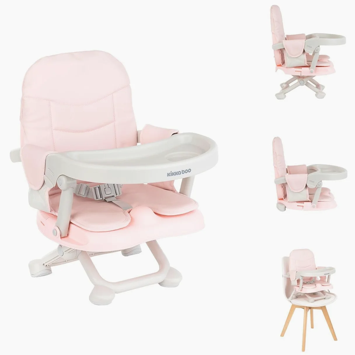 Kikkaboo, Pappo Booster seat, tavolo, pieghevole, cintura di sicurezza, colori:rosa