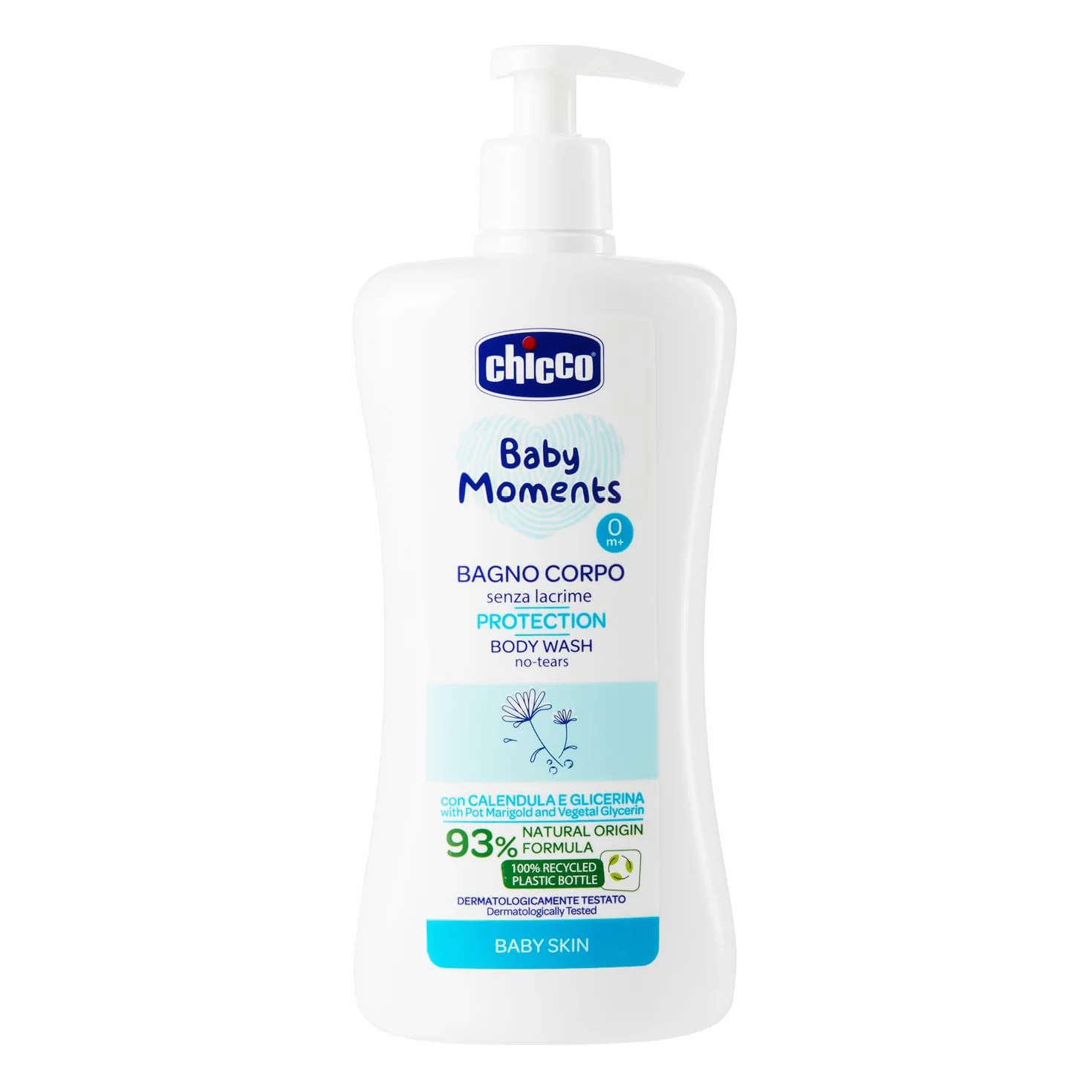 Chicco Baby Moments Bagno Corpo senza Lacrime, Bagnoschiuma Per Bambini, con Formula Naturale, Con Estratto di Calendula, Proprietà Emolienti, 0+ Mesi - 500 ml