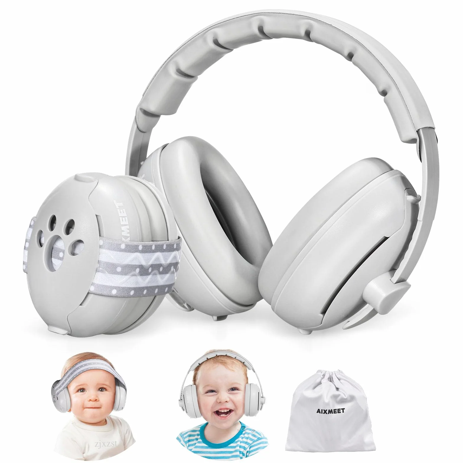 AIXMEET Paraorecchie 2 in 1 per bambini con riduzione del rumore, protezione acustica professionale per bambini da 0 a 36 mesi, riduce i danni all'udito e migliora il sonno