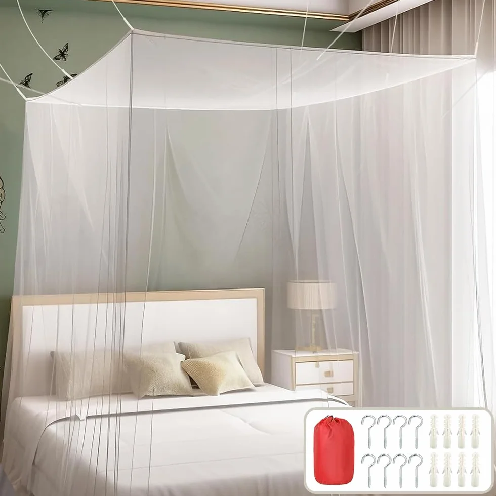 Zanzariera da Letto 200 x 220 x 200 cm, Zanzariera per Letto Matrimoniale, Zanzariera Letto Matrimoniale Quadrata, Maglia fine e durevole, Adatta per Casa e Campeggio.