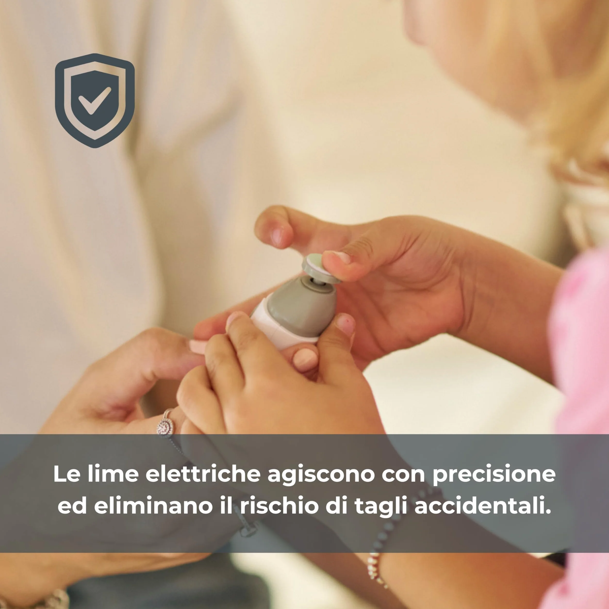 Nuvita 1130 Tagliaunghie Trimmy Lima Elettrica per Unghie di Neonati e Bambini – Sicuro, Delicato e Facile da Usare con Doppia Velocità, Include 5 Testine per Limatura e Custodia da Viaggio