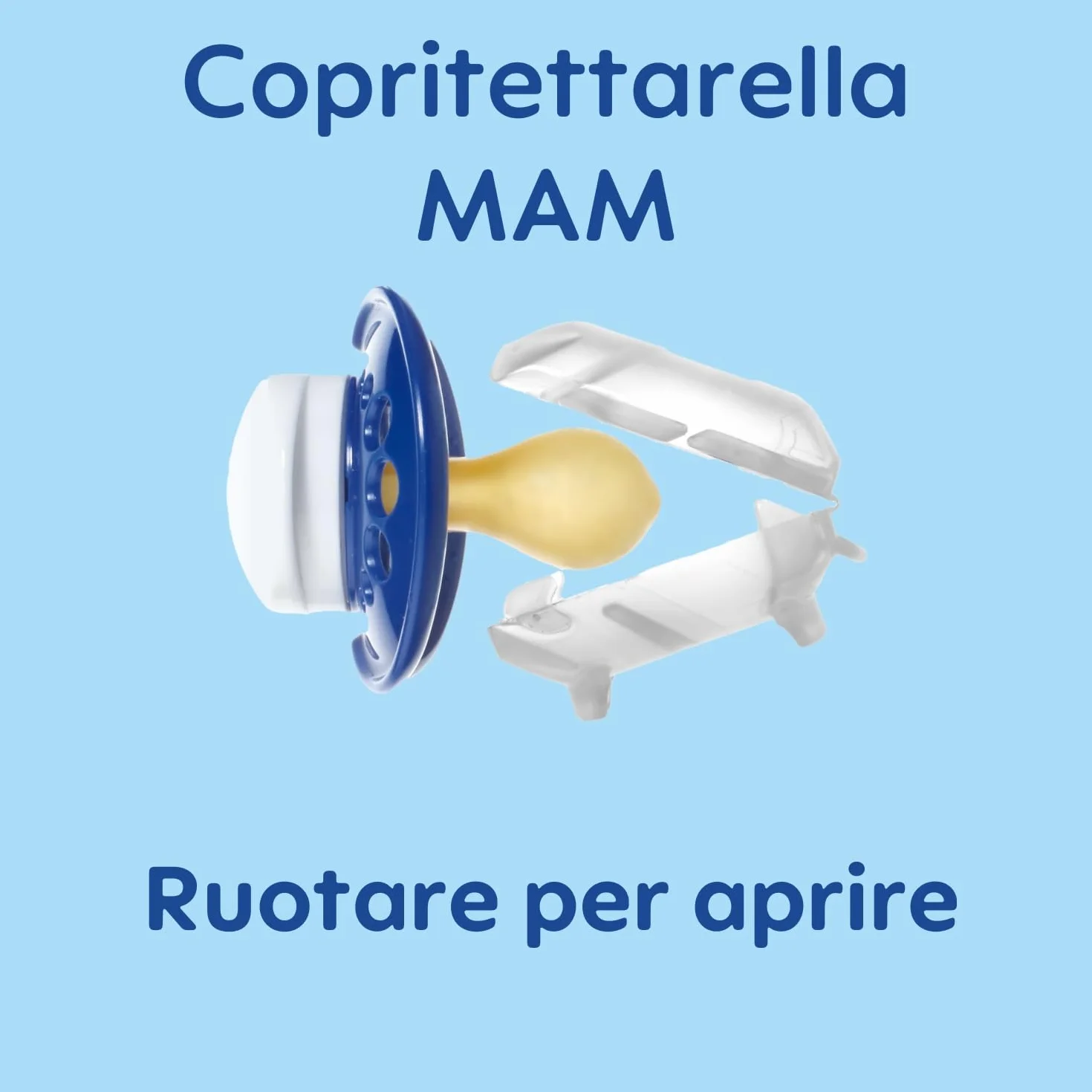 MAM Clip & Cover Catenella Portaciuccio, Catenella ciuccio 0+ mesi regolabile con chiusura a velcro e salvasucchietto, Compatibile con accessori neonato, succhietti e dentaruoli, Azzurro