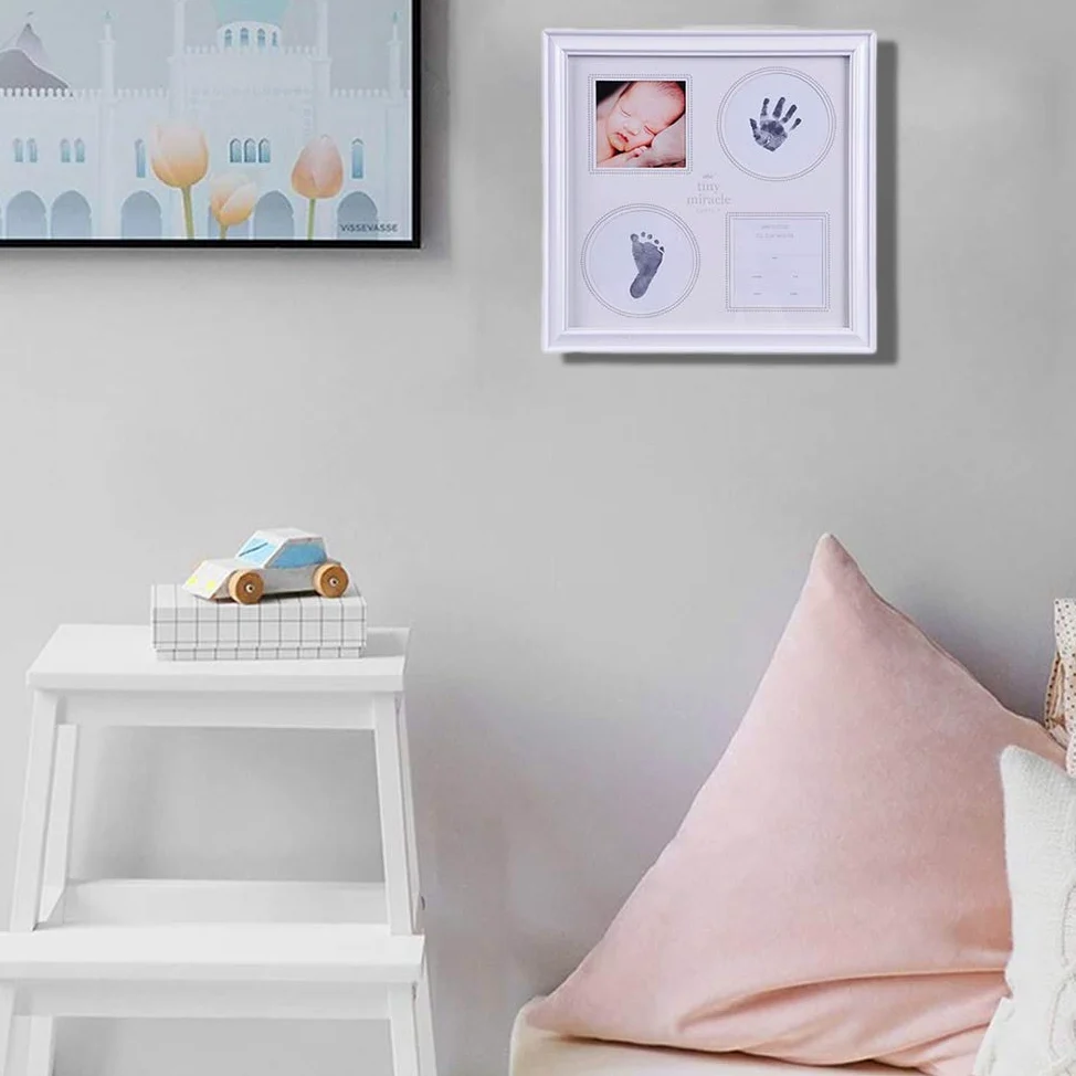 Cornice per impronte Bambino e Neonato Kit Impronta per Mani e Piedi del Neonato - Cornice per foto a inchiostro Porta Bracciali di Nascita Portafoto Regalo perfetto per bambini #4