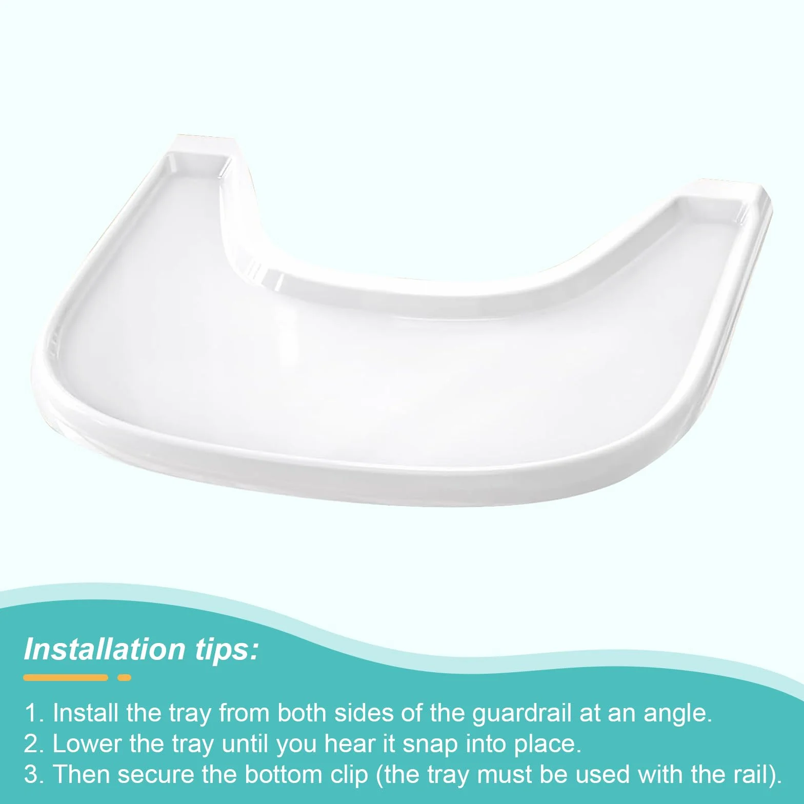 Vassoio compatibile con Stokke Tripp Trapp, tray accessori per seggiolone, per il bambino 6-36 mesi, facile da assemblare, al 100% senza BPA, bianco