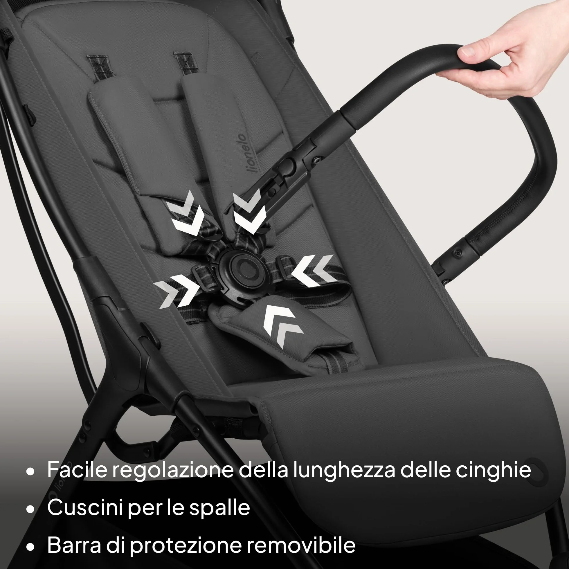 Lionelo AGIA Passeggino Leggero e Compatto fino a 22 kg / 4 anni Pieghevole con una Mano, Posizione Distesa, Seduta Ampia, Pannello di ventilazione, Ammortizzazione, Grande Cestello Regolazione Facile