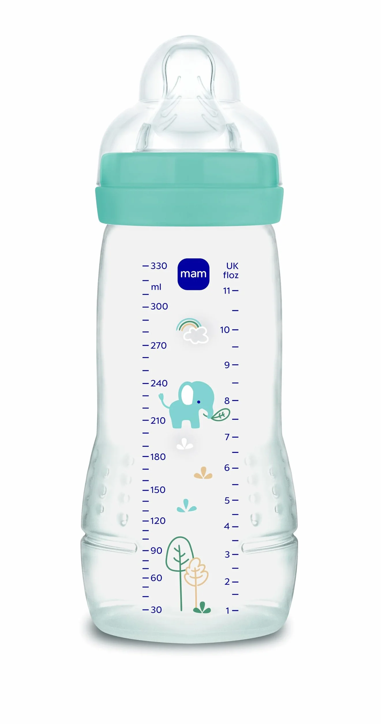 Istruzioni in Lingua Straniera - Mam Easy Active Baby Bottle, Biberon Grande per Apprendimento Ergonomico, Facile da Impugnare, Tettarella N. 3 in Silicone e Coperchio Salvagoccia, 4 Mesi, Blu, 330 Ml
