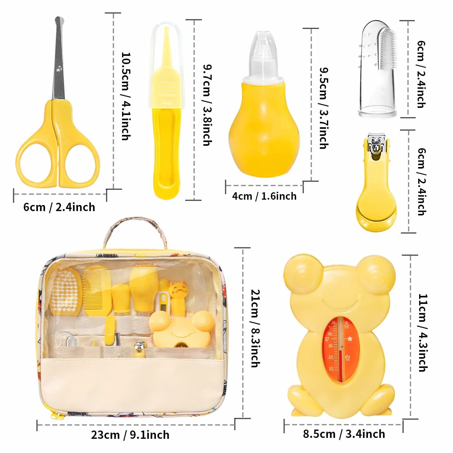 Set per la Cura del Bambino Kit Neonato 13Pcs Set per l'Igiene e Cura del Bambino,Set Neonato per la Cura del Bambino,Bellezza per Neonato, Taglia Unghie,Pettine,Spazzolino,Taglia Unghie,Stick Molare