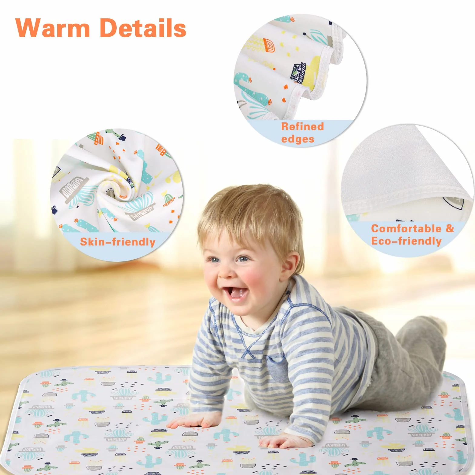 Fasciatoio Portatile Pieghevole e impermeabile Fasciatoio per bambini tappetino per fasciatoio impermeabile confezione da 2 materassini lavabili riutilizzabili sotto cuscinetti per fasciatoio 70x96cm