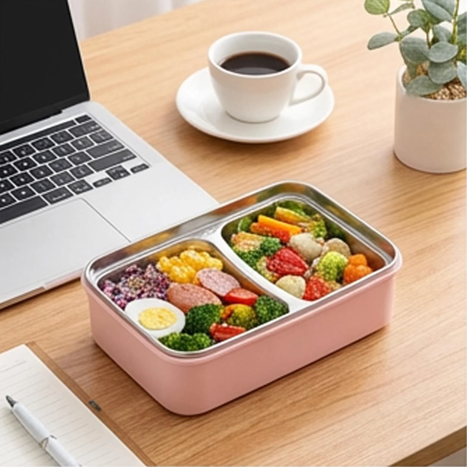 Brrnoo Box Box, Contenitore per il Pranzo per Adulti con Utensili per Pranzo Container per Bambini Container per Ragazze e Adolescenti (PINK)