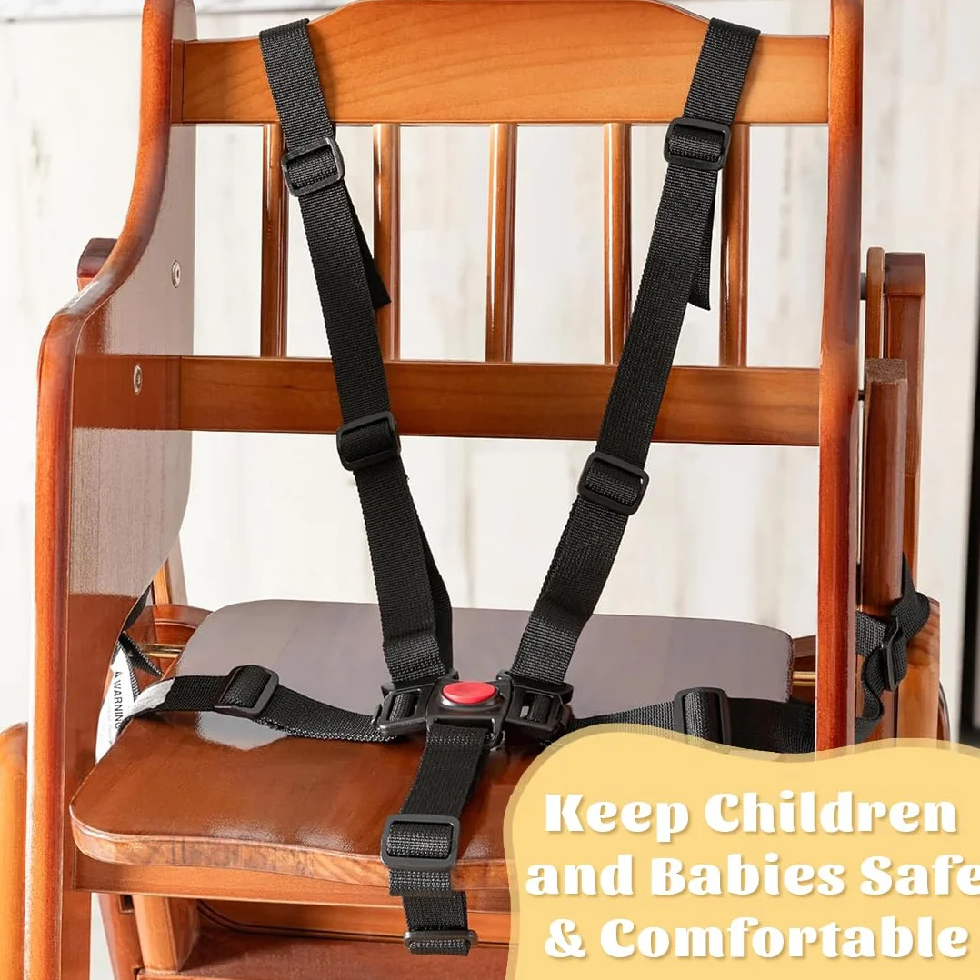 Cinture Universali per Seggiolone Cinghie per Seggiolone a 5 Punti, Regolabile Cintura di Sicurezza per Bambini per Seggiolino Cinghie Passeggini per Bambini, Nero