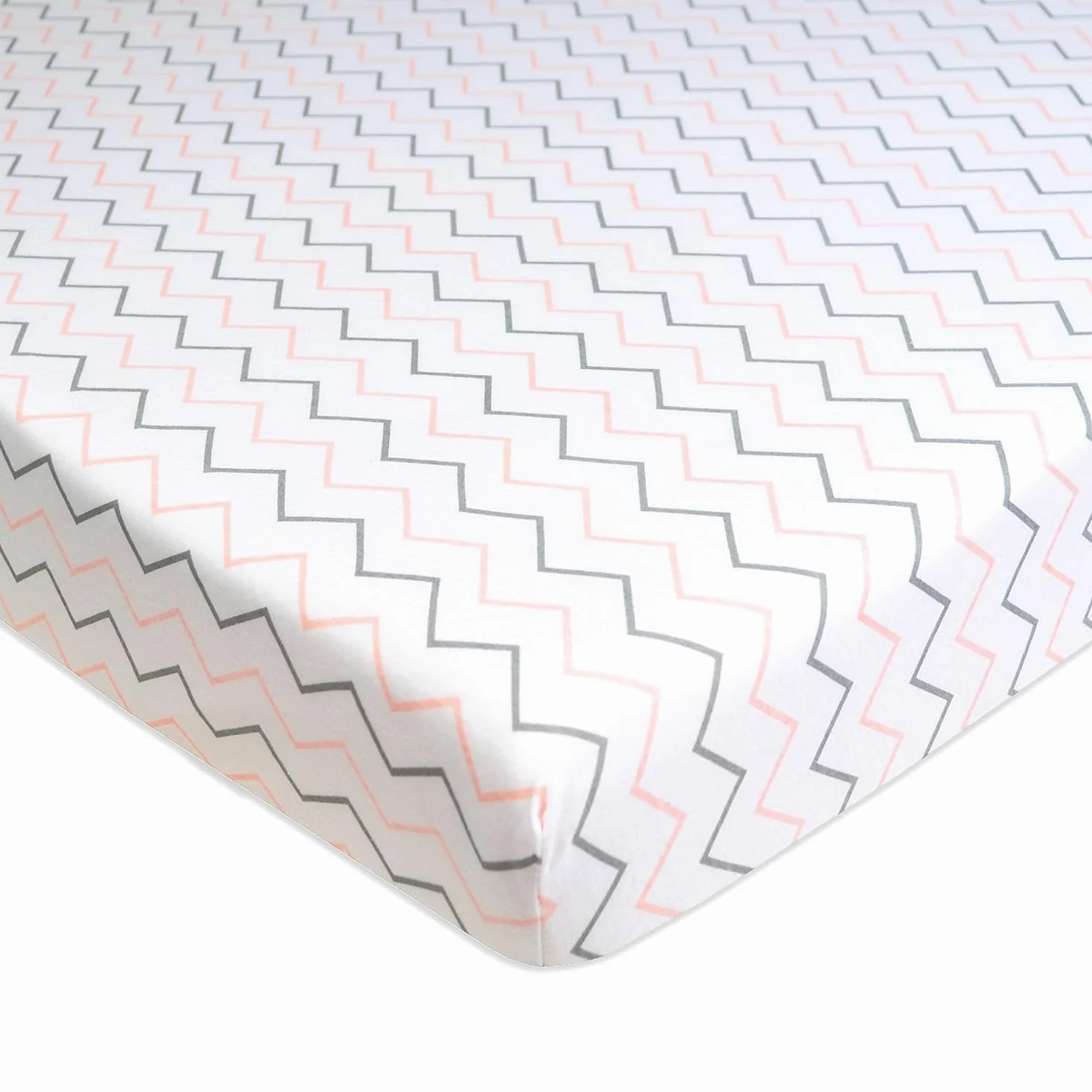 American Baby Company Lenzuolo con angoli elasticizzati per lettino, 61 x 96,5 cm, morbido, traspirante, neutro, 100% jersey di cotone, lenzuolo portatile, rosa a zig-zag, per ragazzi e ragazze