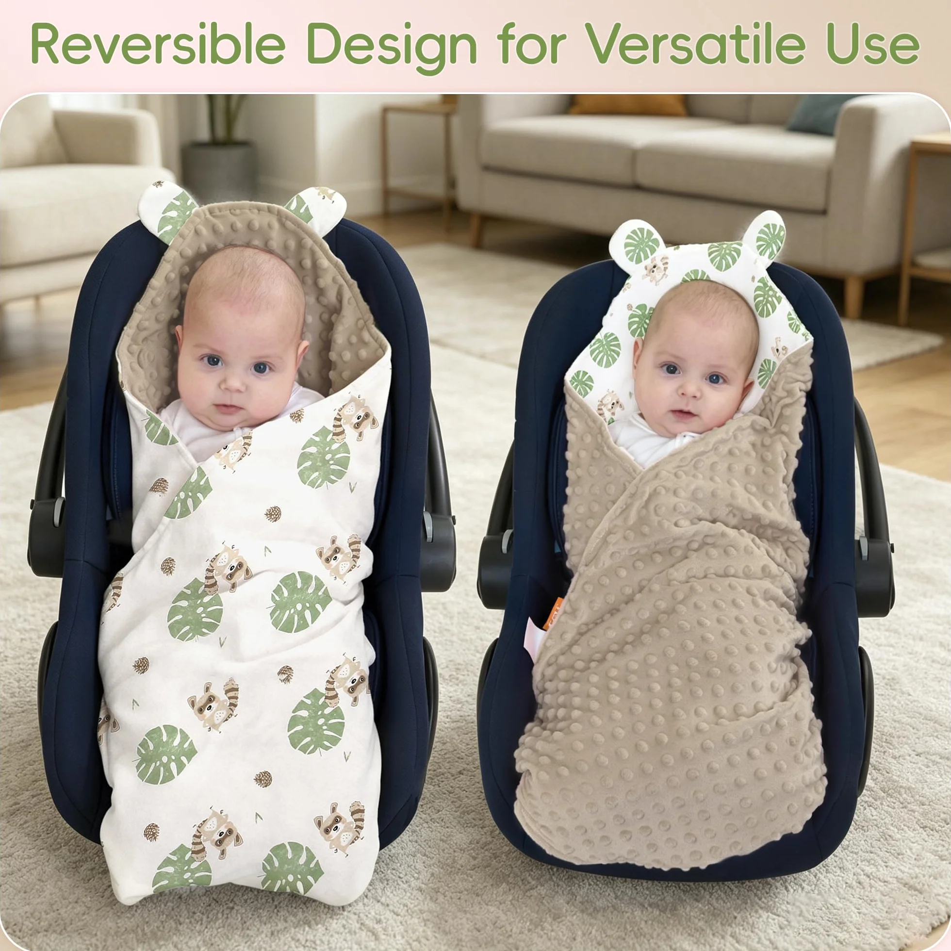 LAT Coperta per Passeggino 90x90cm, Coperta Neonati per Seggiolino Copertina Sacco Ovetto per Tutto l'anno, Cotone Copertina Universale per Passeggino Seggiolino Auto Carrozzina (Procione)